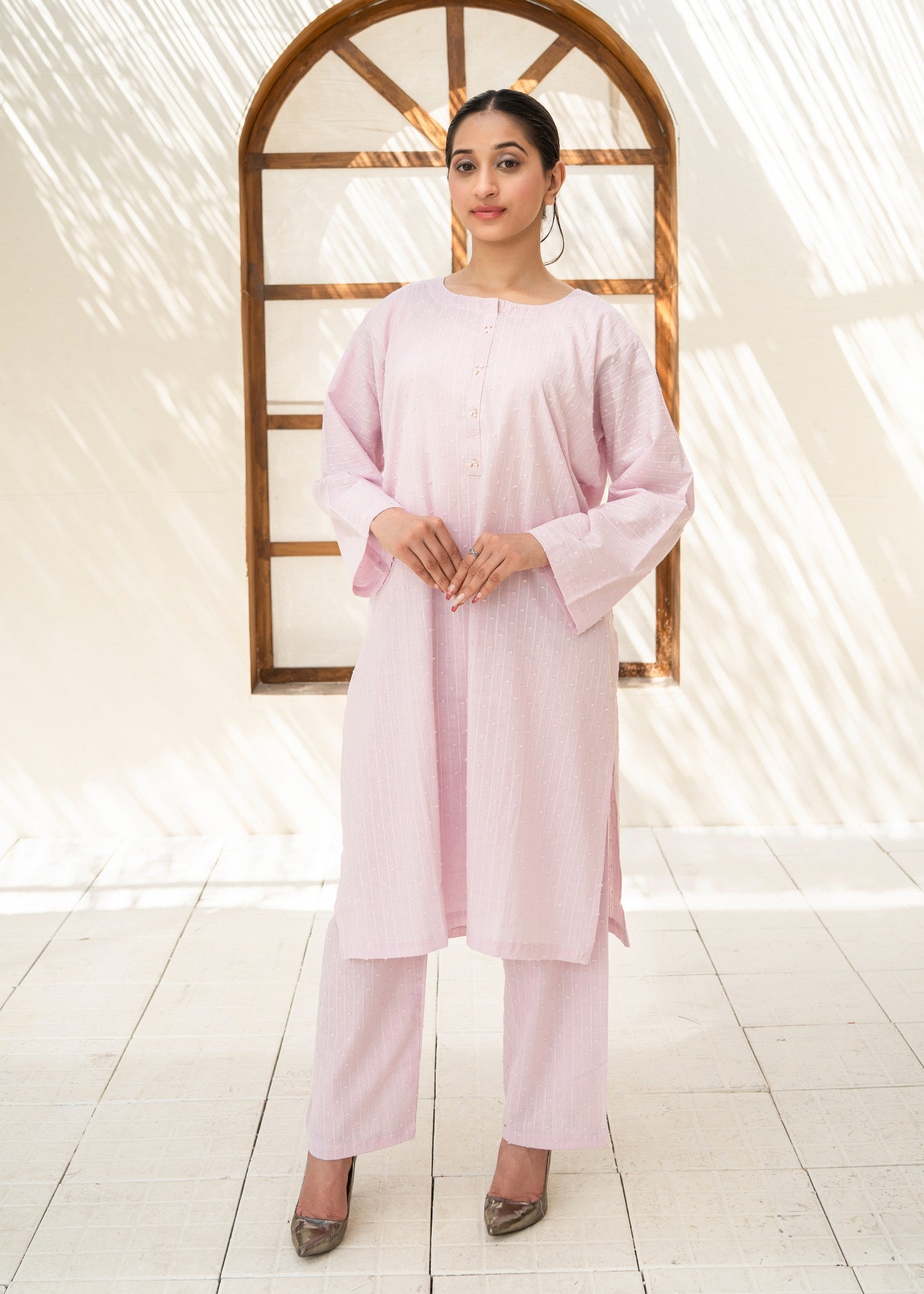 cotton Kurta Set in Lilac