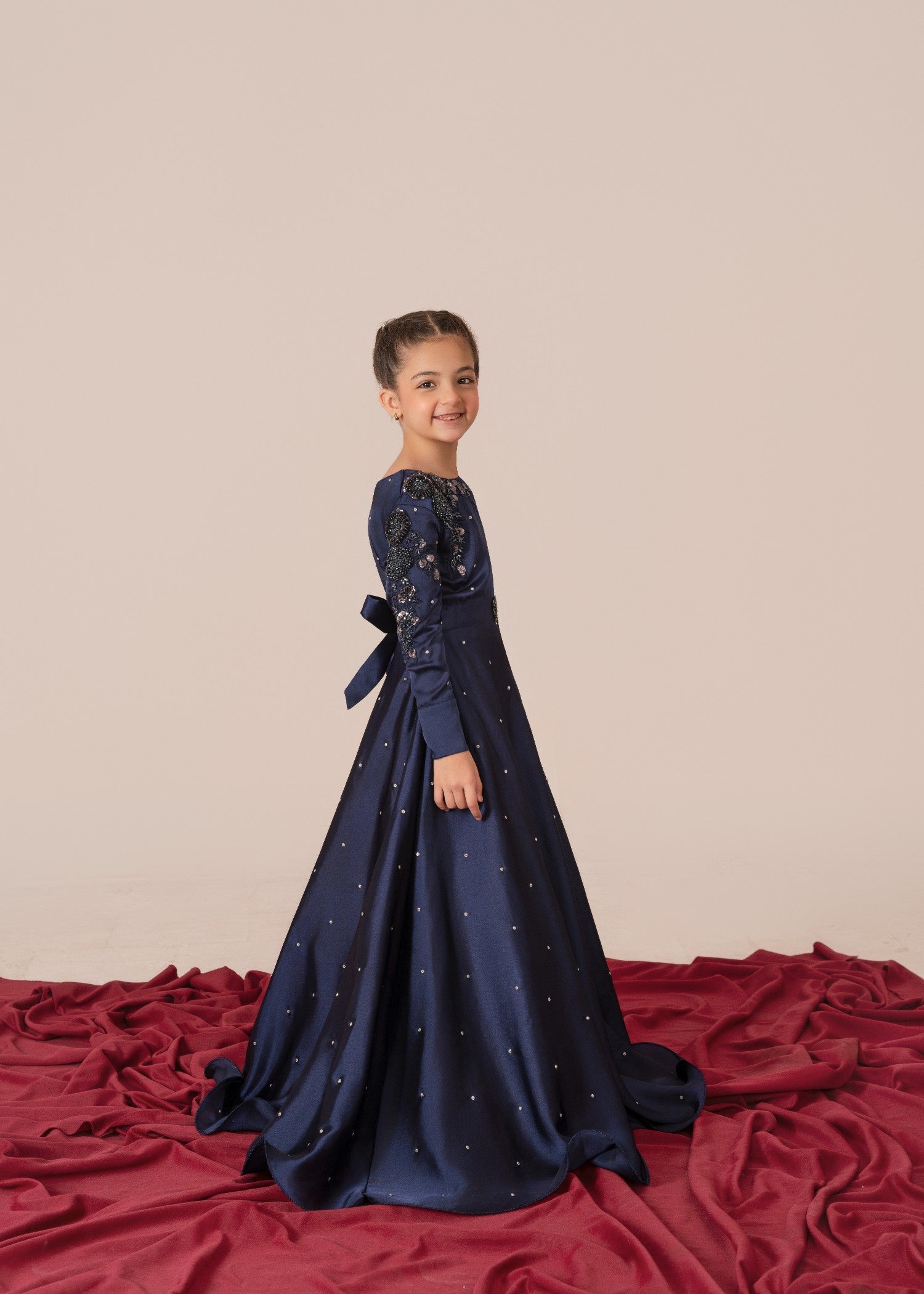 silk Pishwas in Navy blue