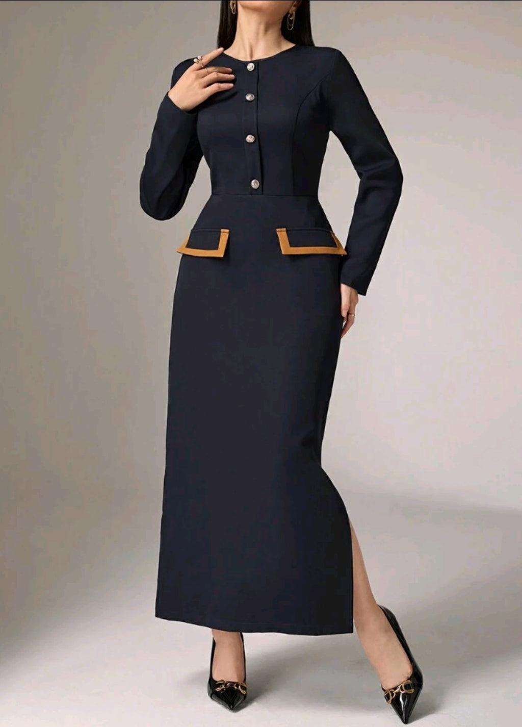 polyester Dress in Navy blue
