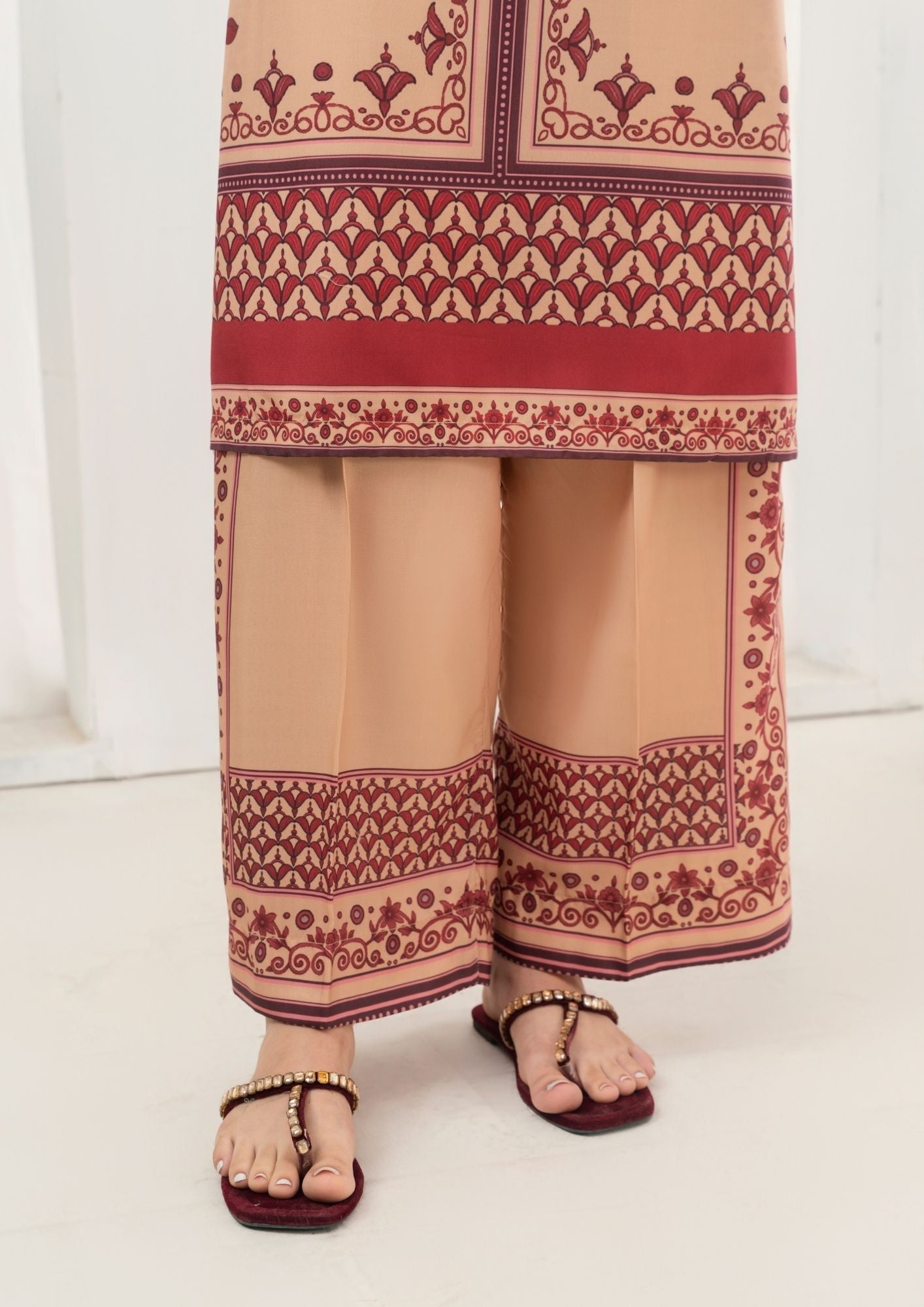 swiss cotton Kurta Set in Camel brown