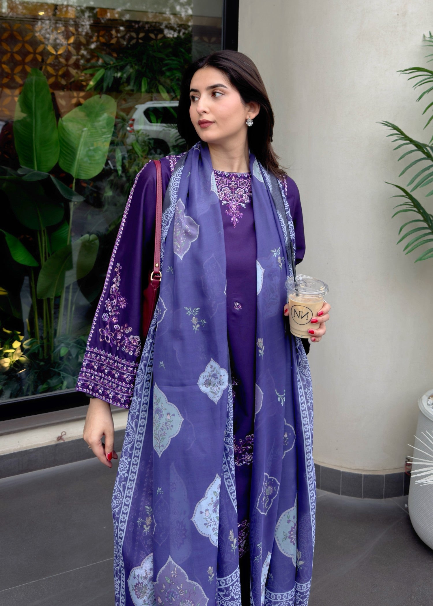 cotton Kurta Set in Purple rain