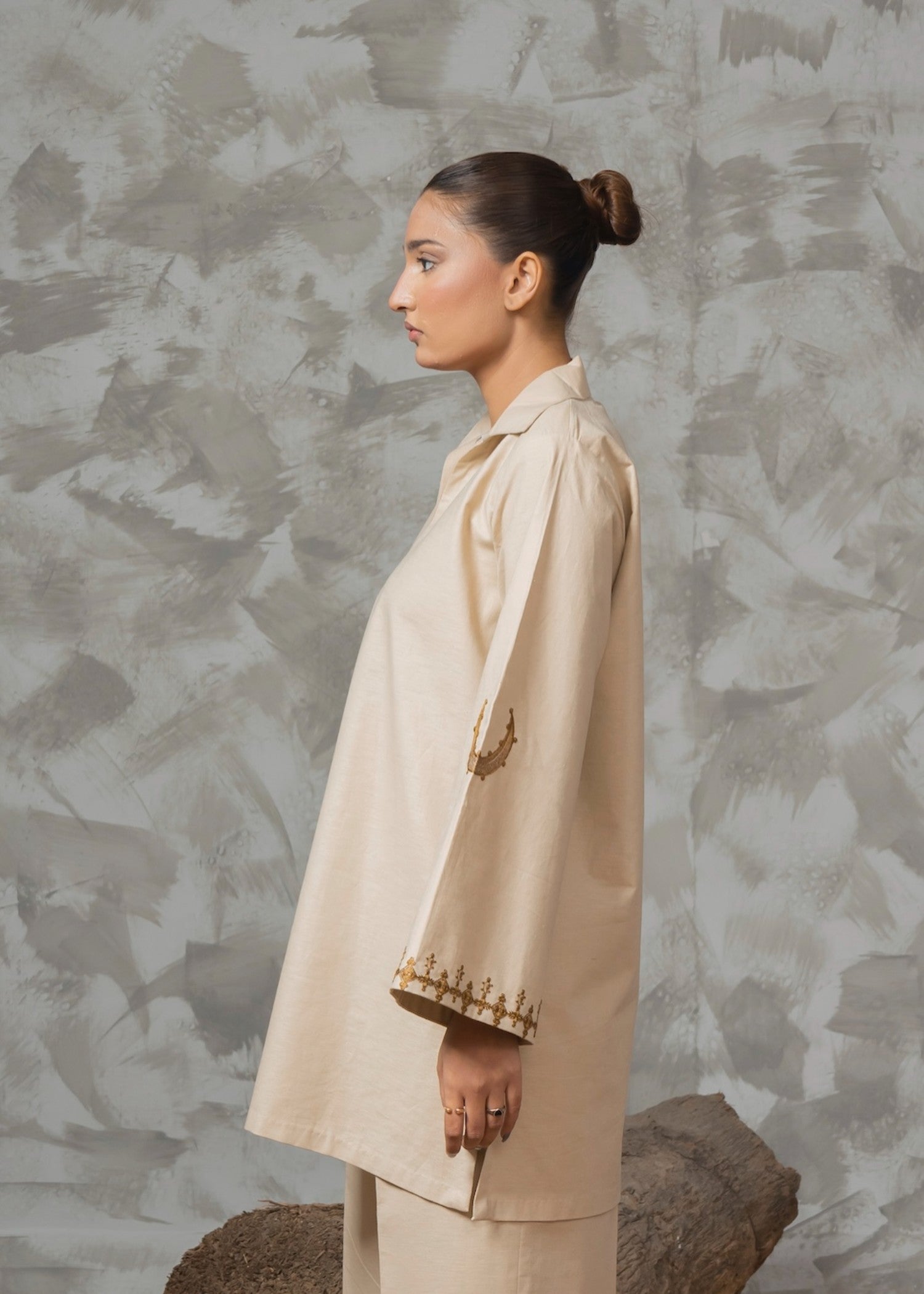 blended linen Co Ord Sets in Wheat, tawny brown