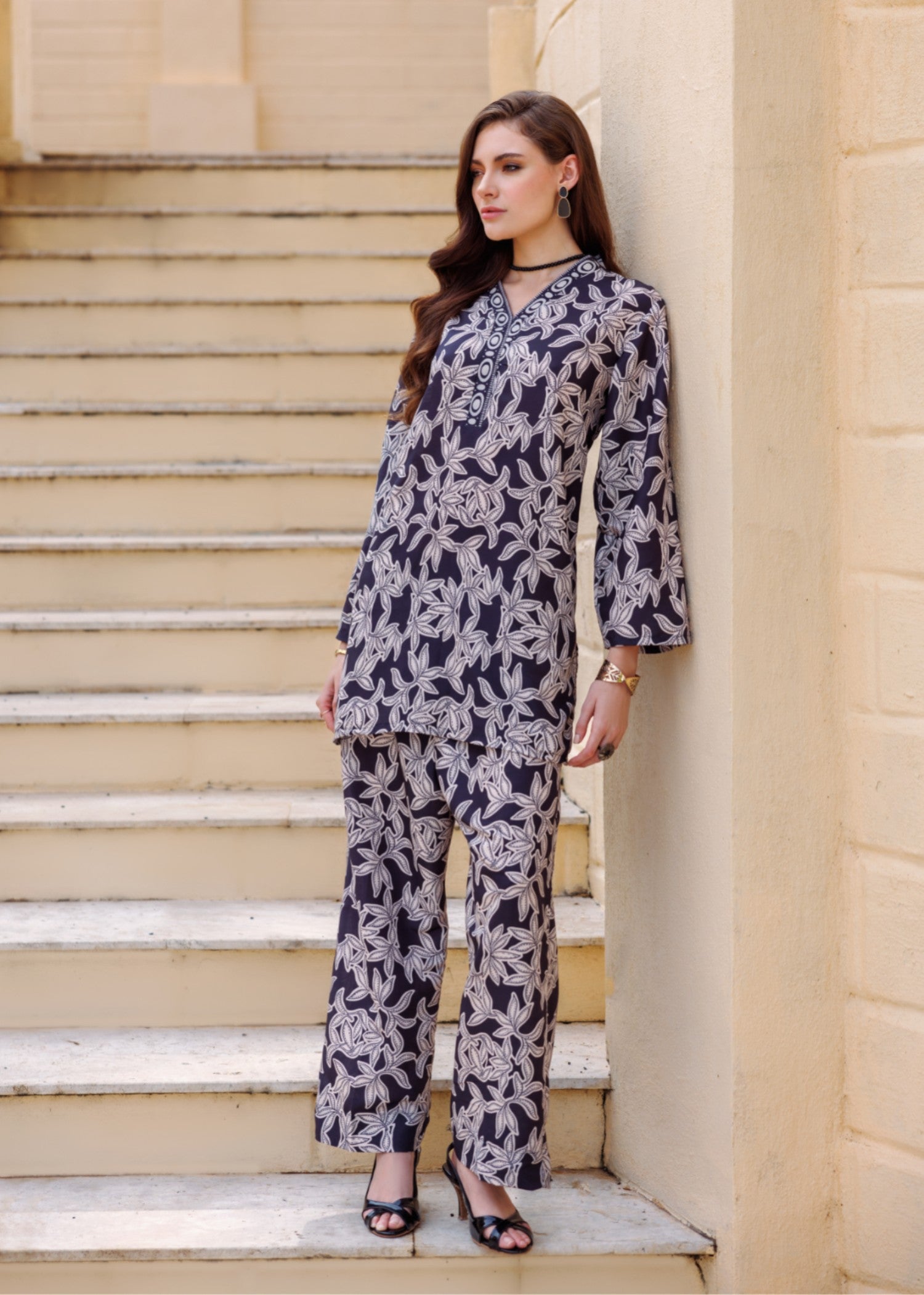 silk finish lawn Co ord Sets in Black