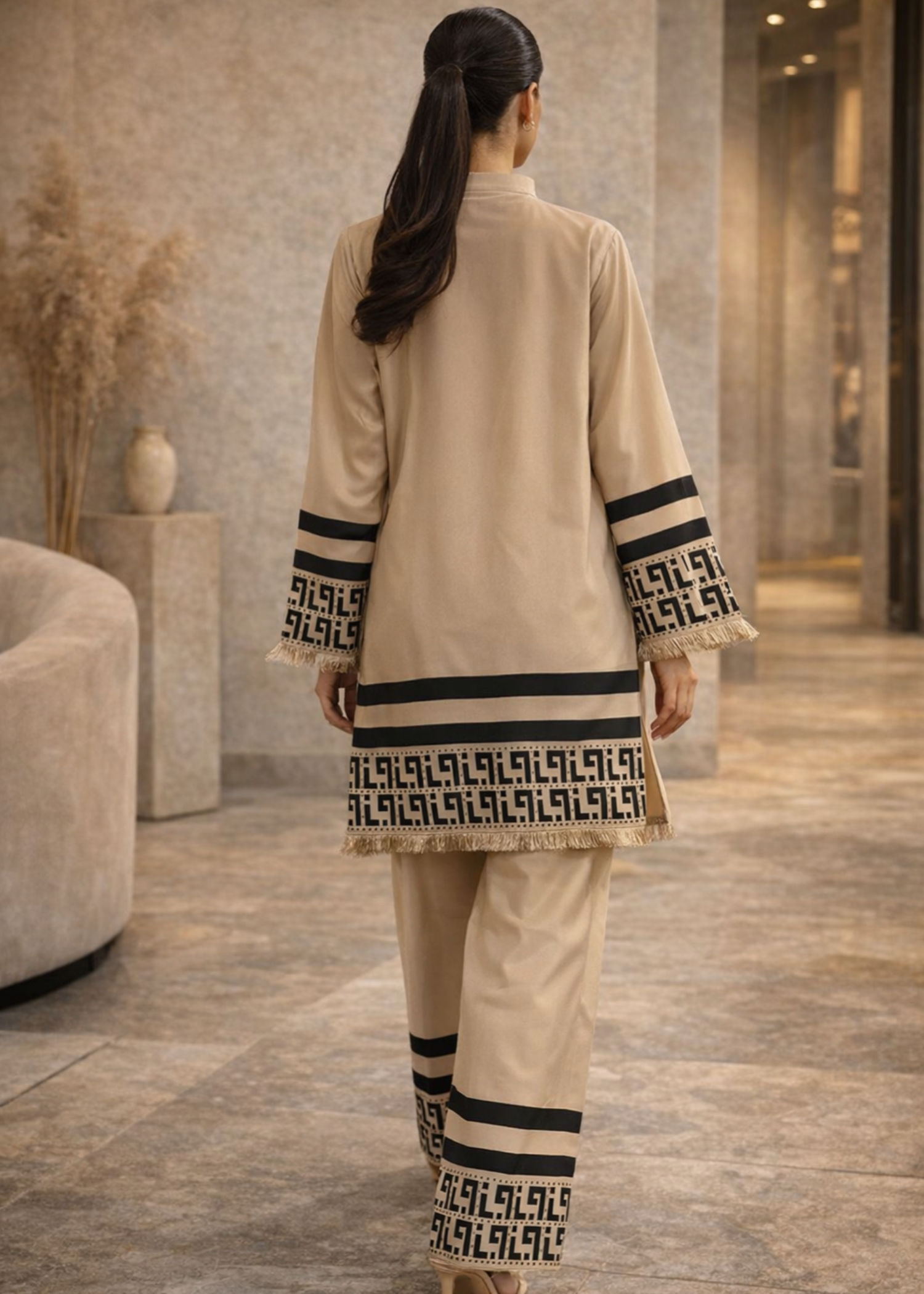 crepe Co Ord Sets in Beige