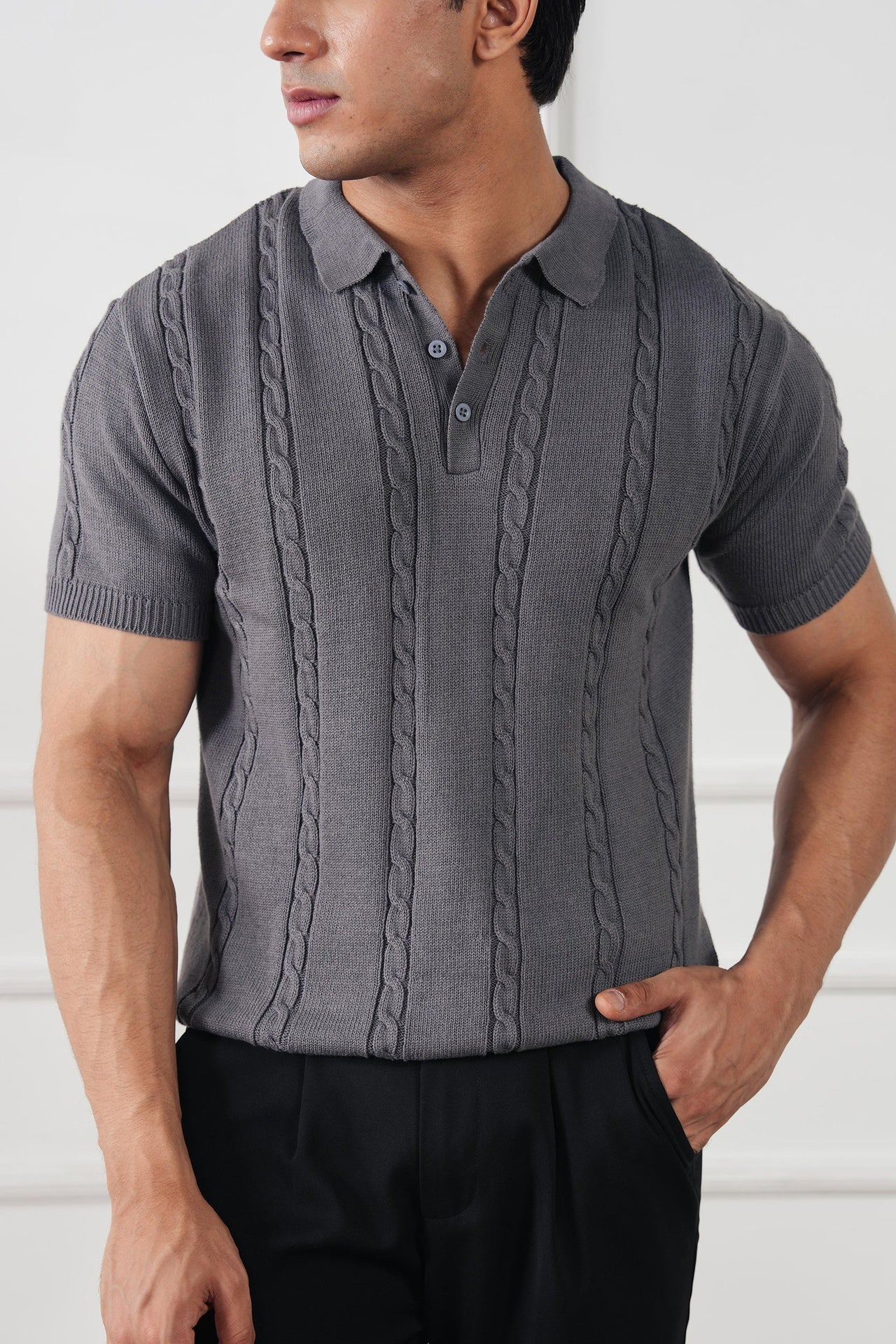 cotton jersey Polo Shirt in Steal grey by Avant Garde