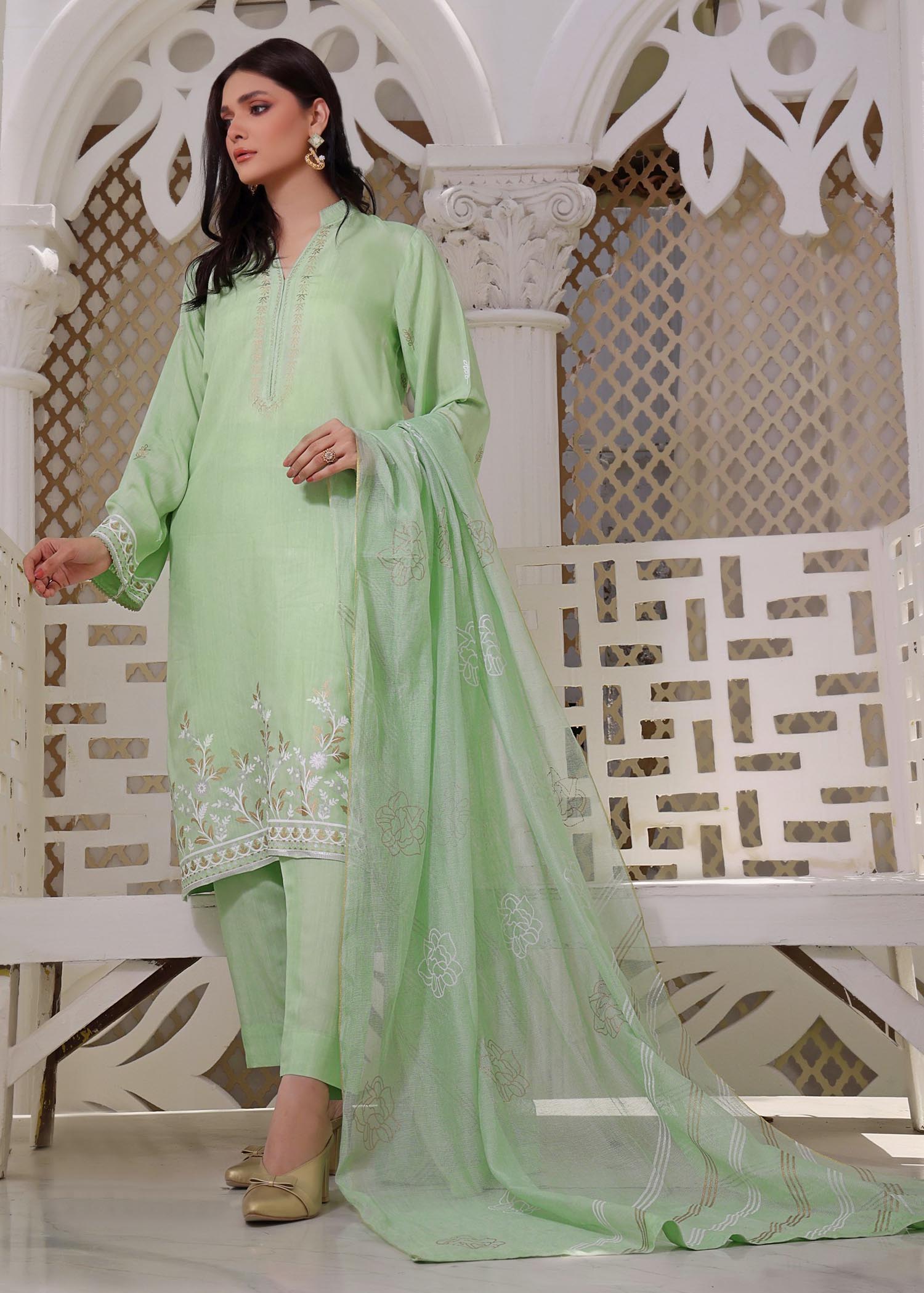 silk Unstitched in Apple green