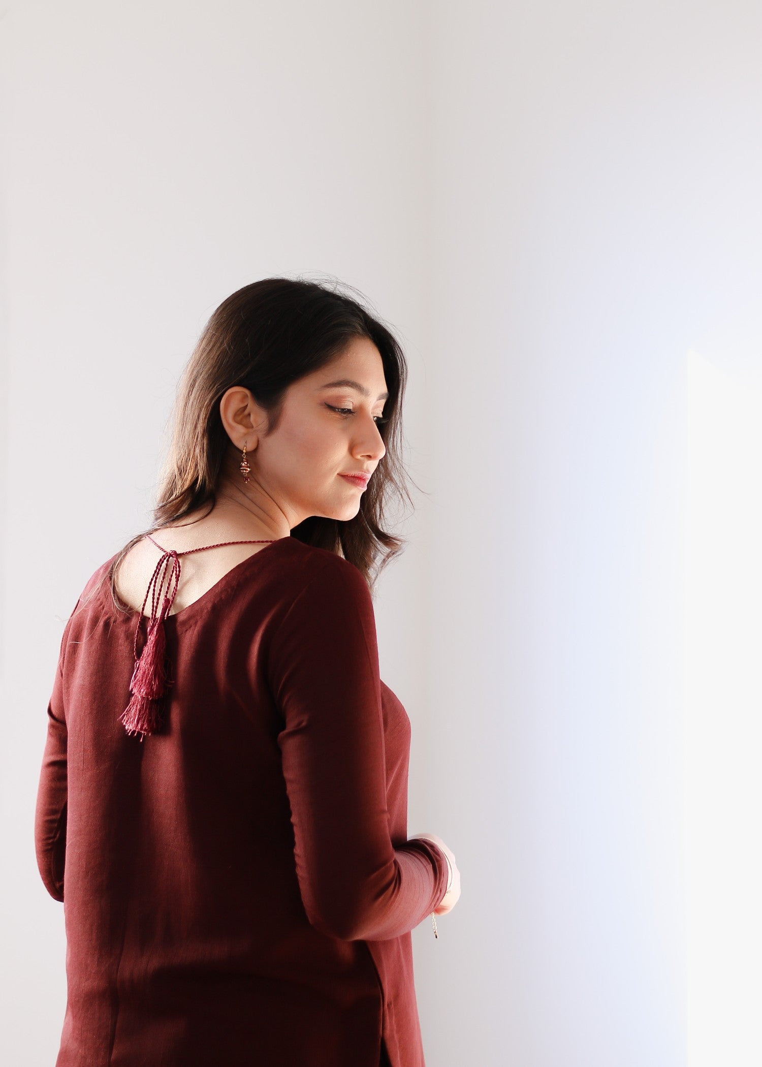 raw silk Co Ord Sets in Maroon