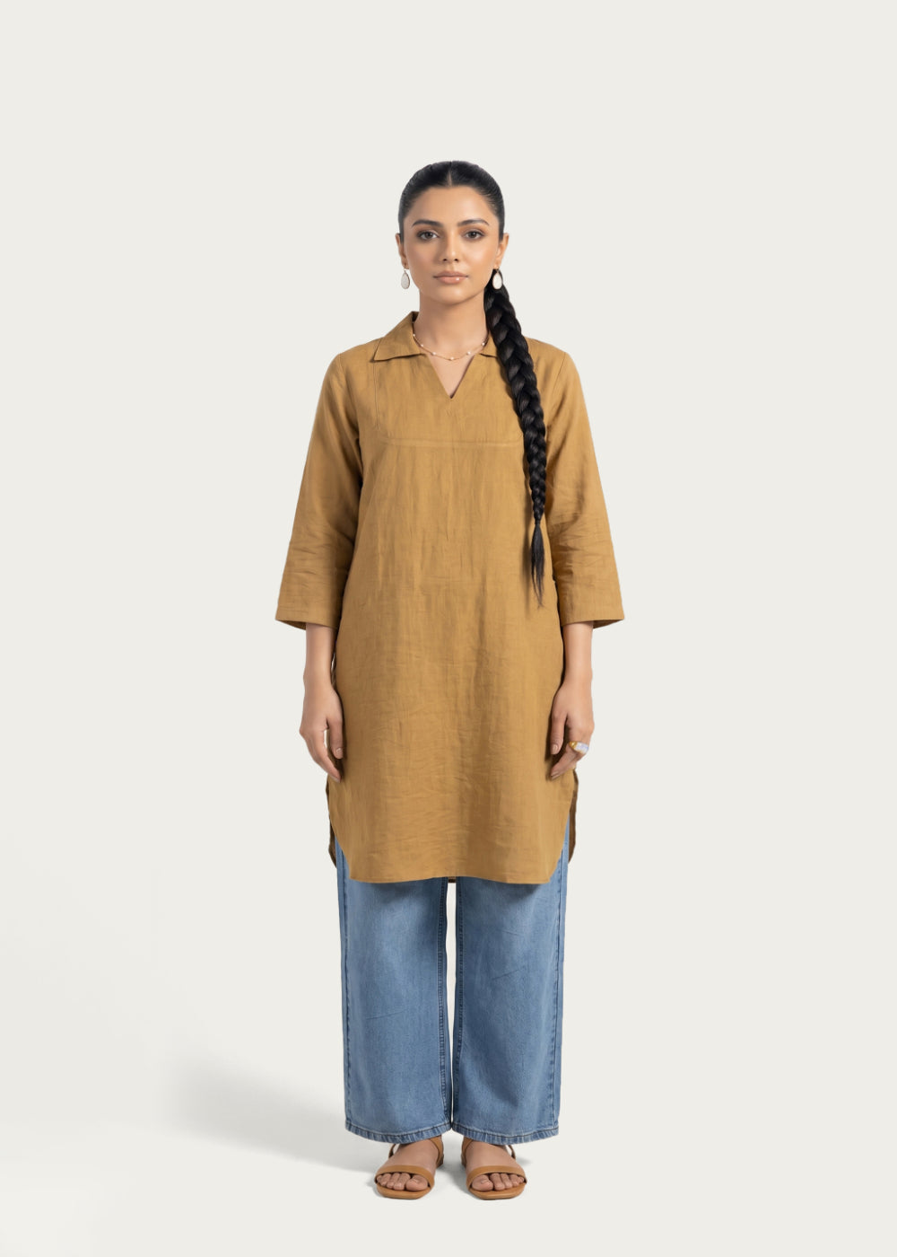 linen Kurti in Autumn gold