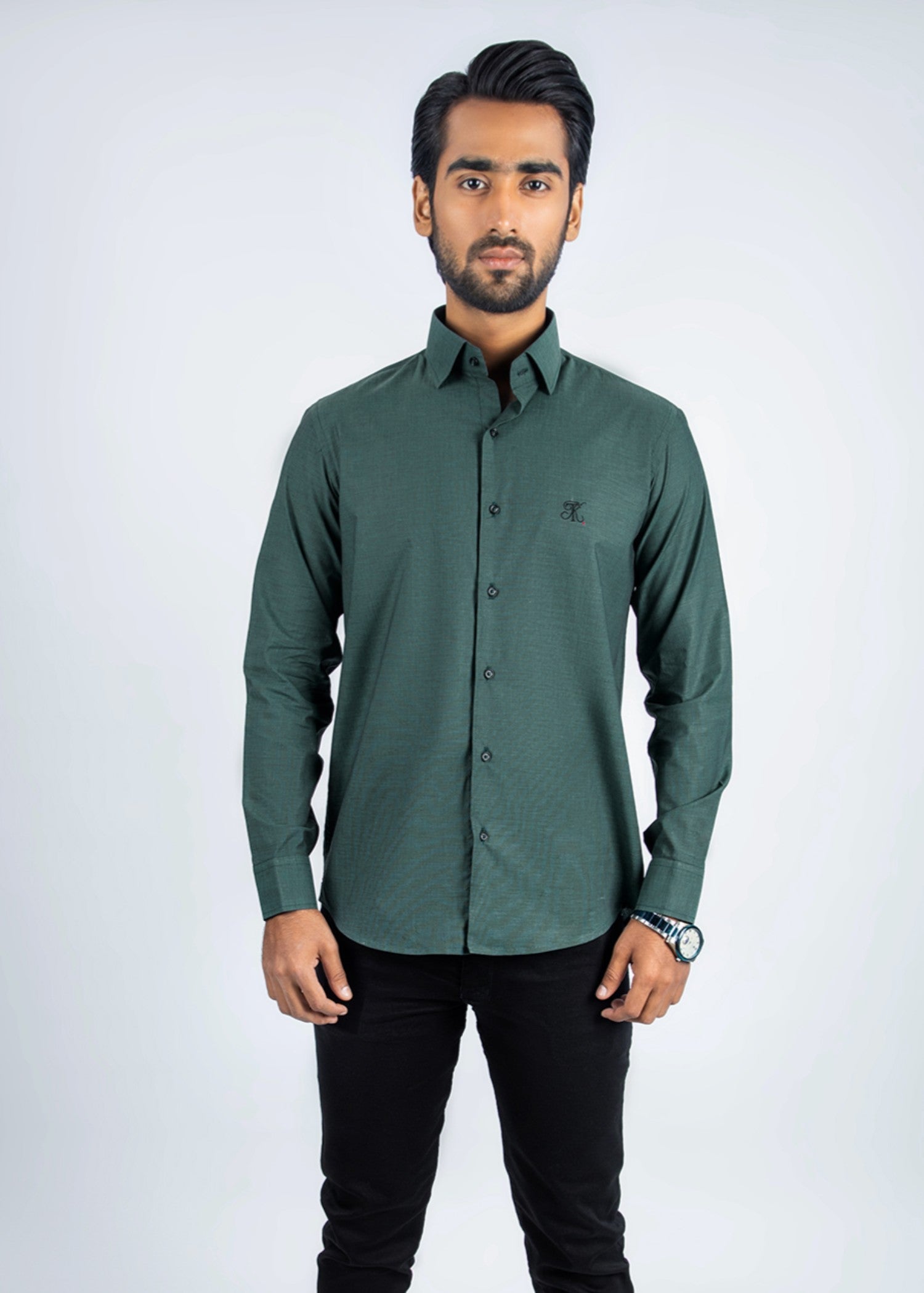 cotton Casual Shirt in Green by Kumash Textiles