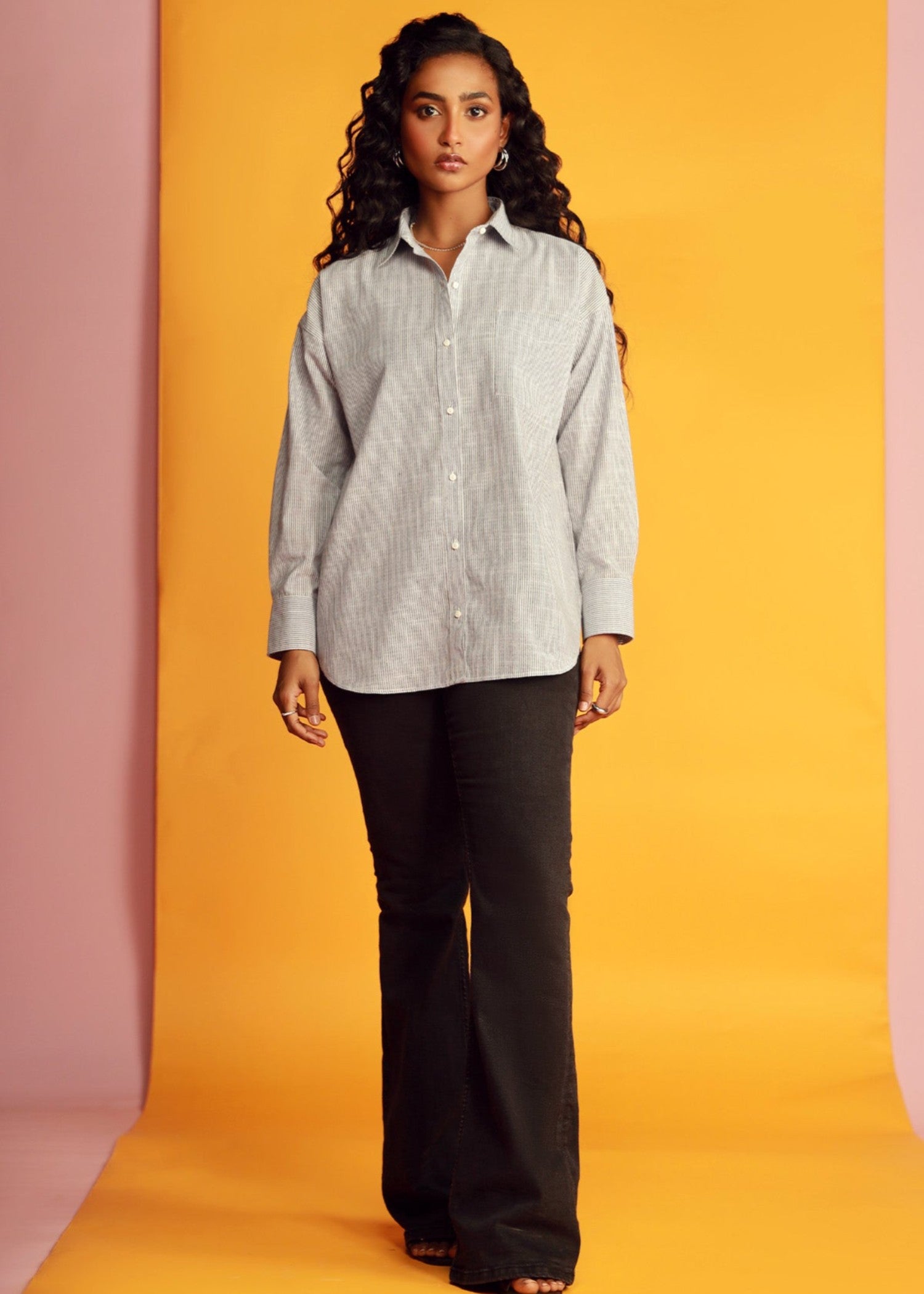 poplin Top in Grey