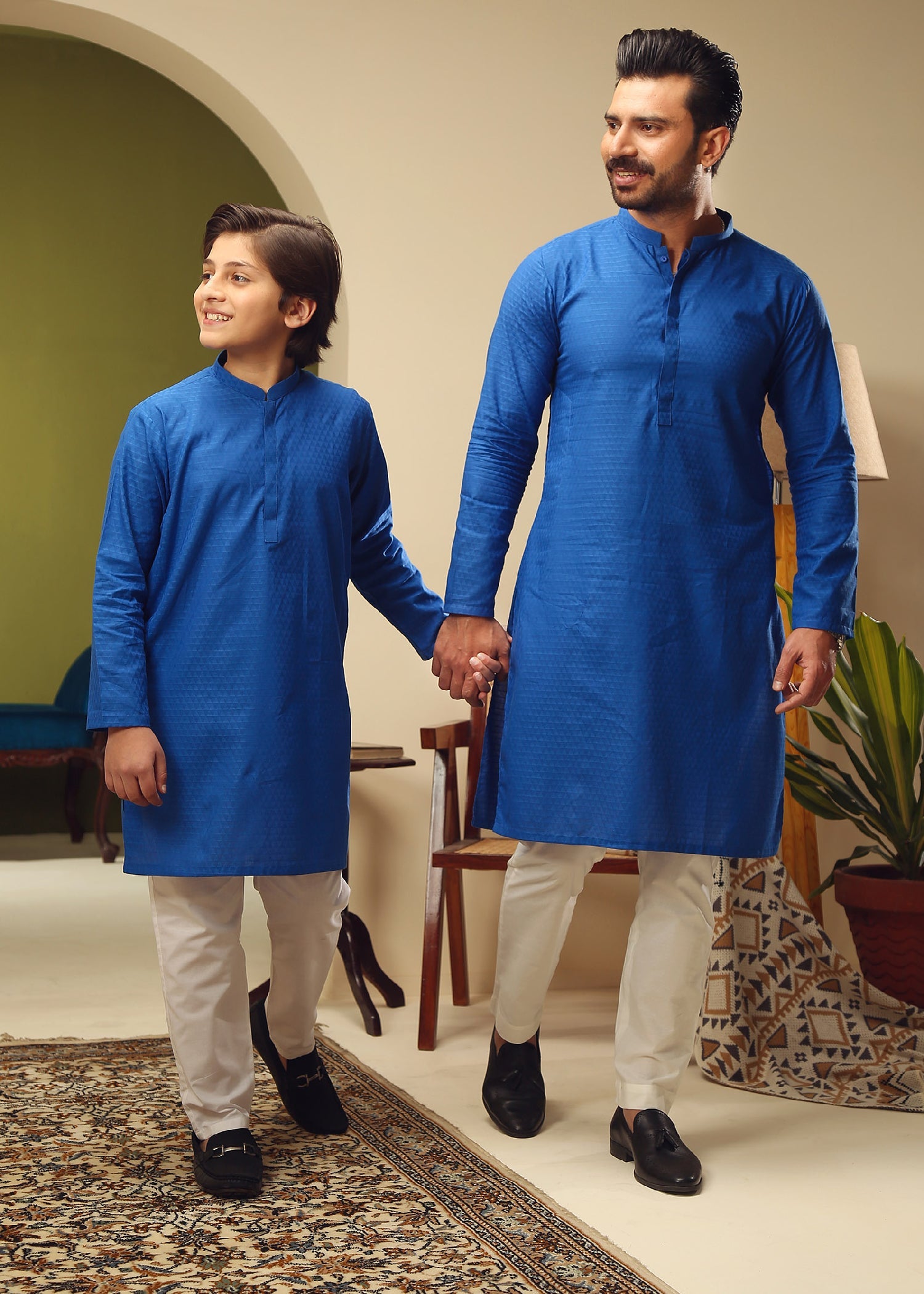 cotton dobby Kurta in Blue