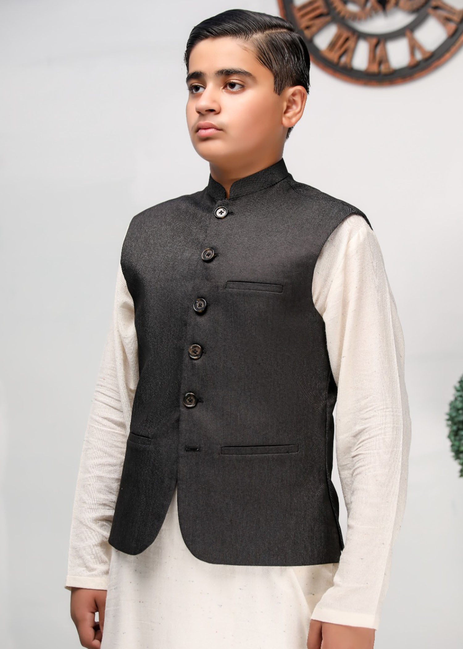 denim Waistcoat in Black