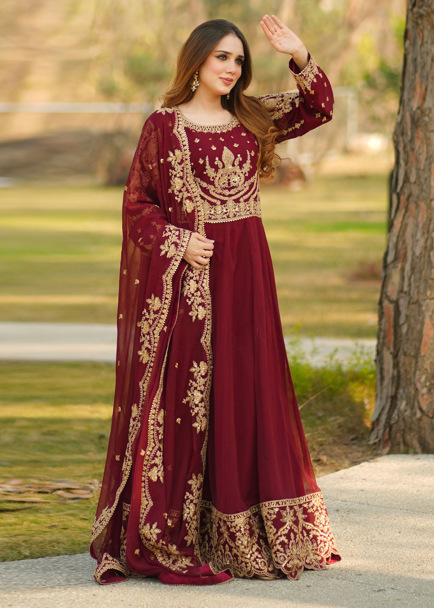 organza Maxi in Maroon