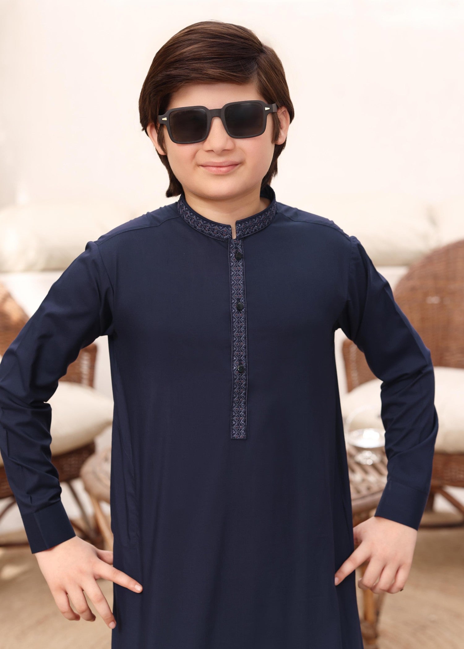 wash & wear Kurta Set in Navy blue