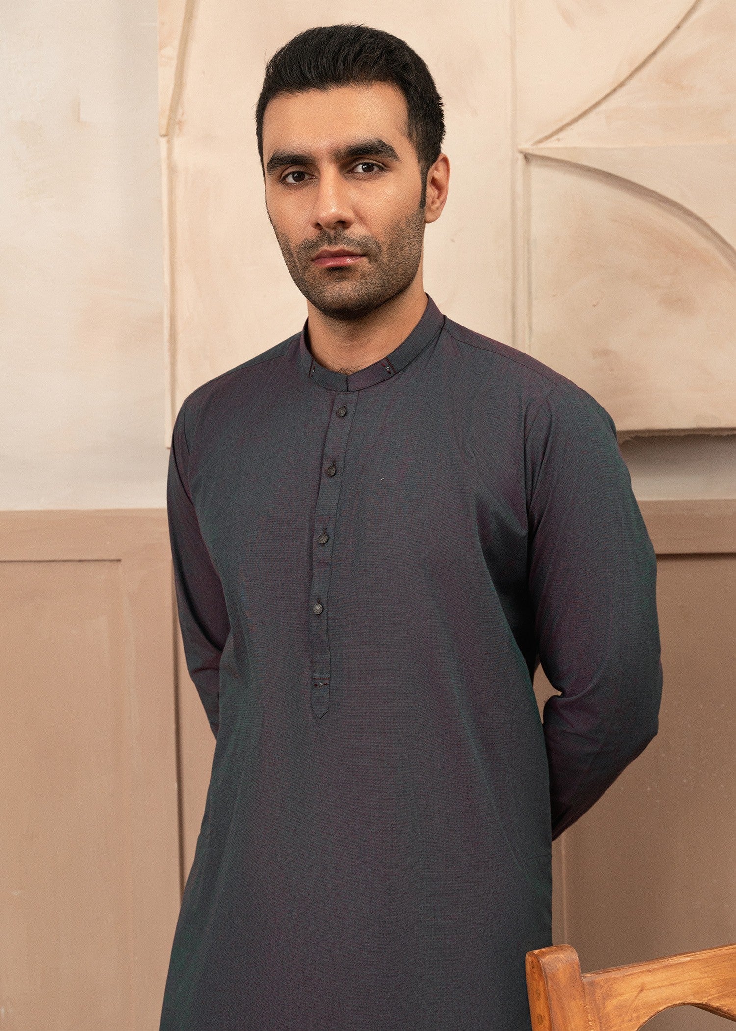 cotton Shalwar Kameez in Dark grey