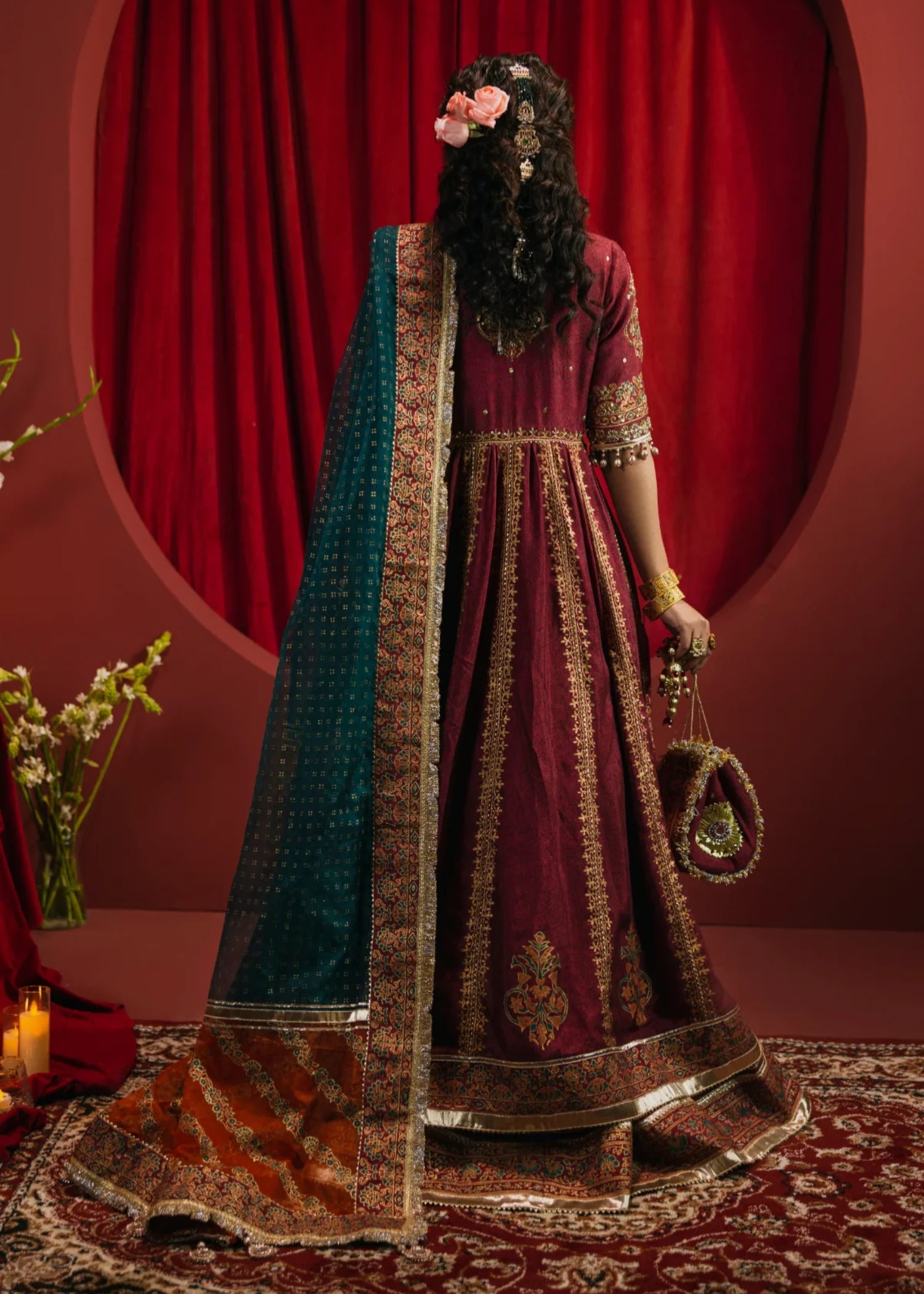 raw silk Unstitched in Wine red