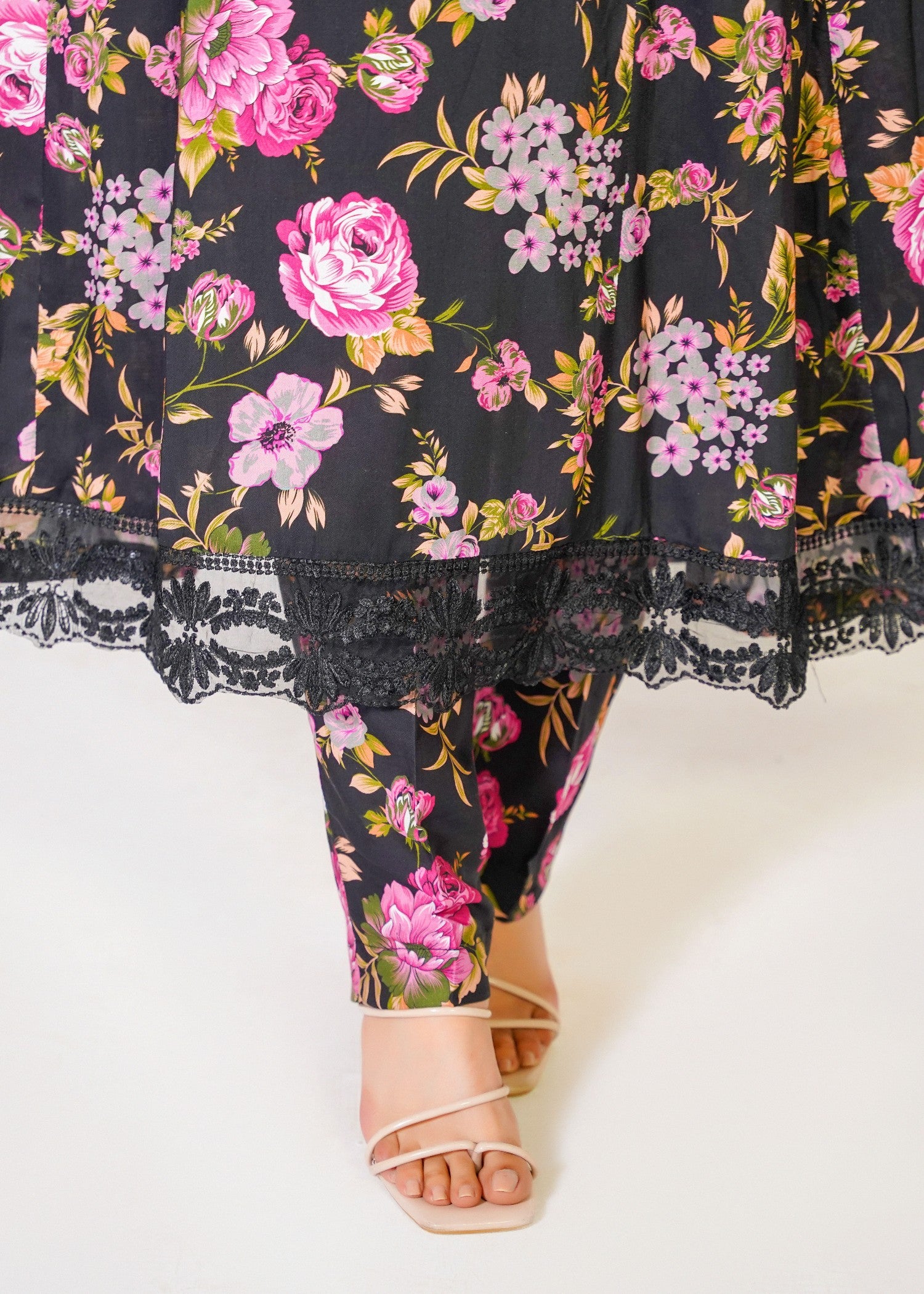 cotton linen Pishwas in Black
