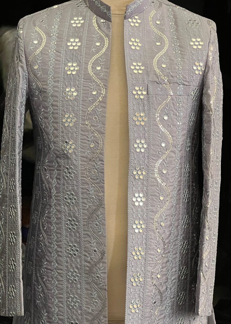silk Prince Coat in Slate grey