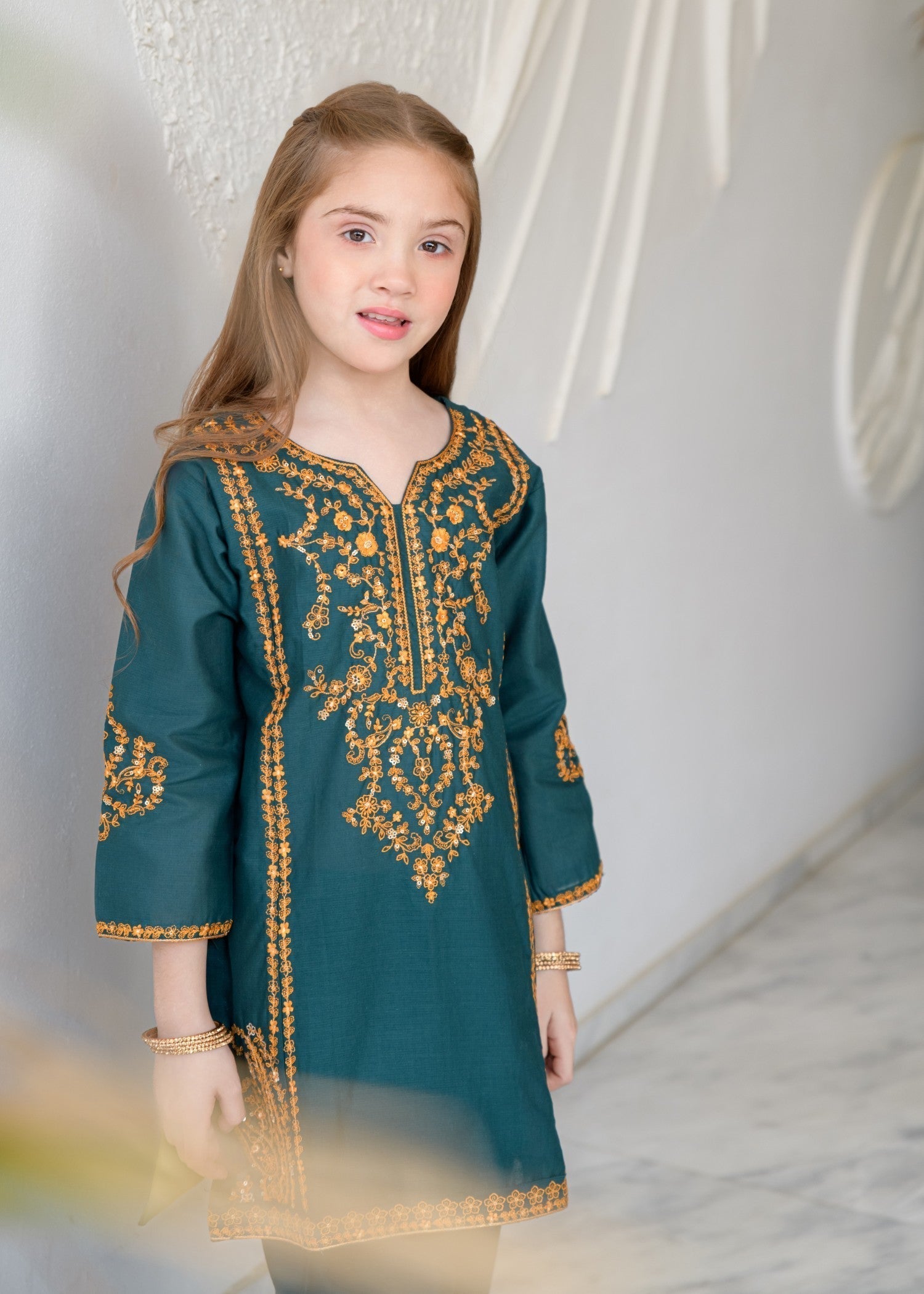 cotton Kurta Set in Teal