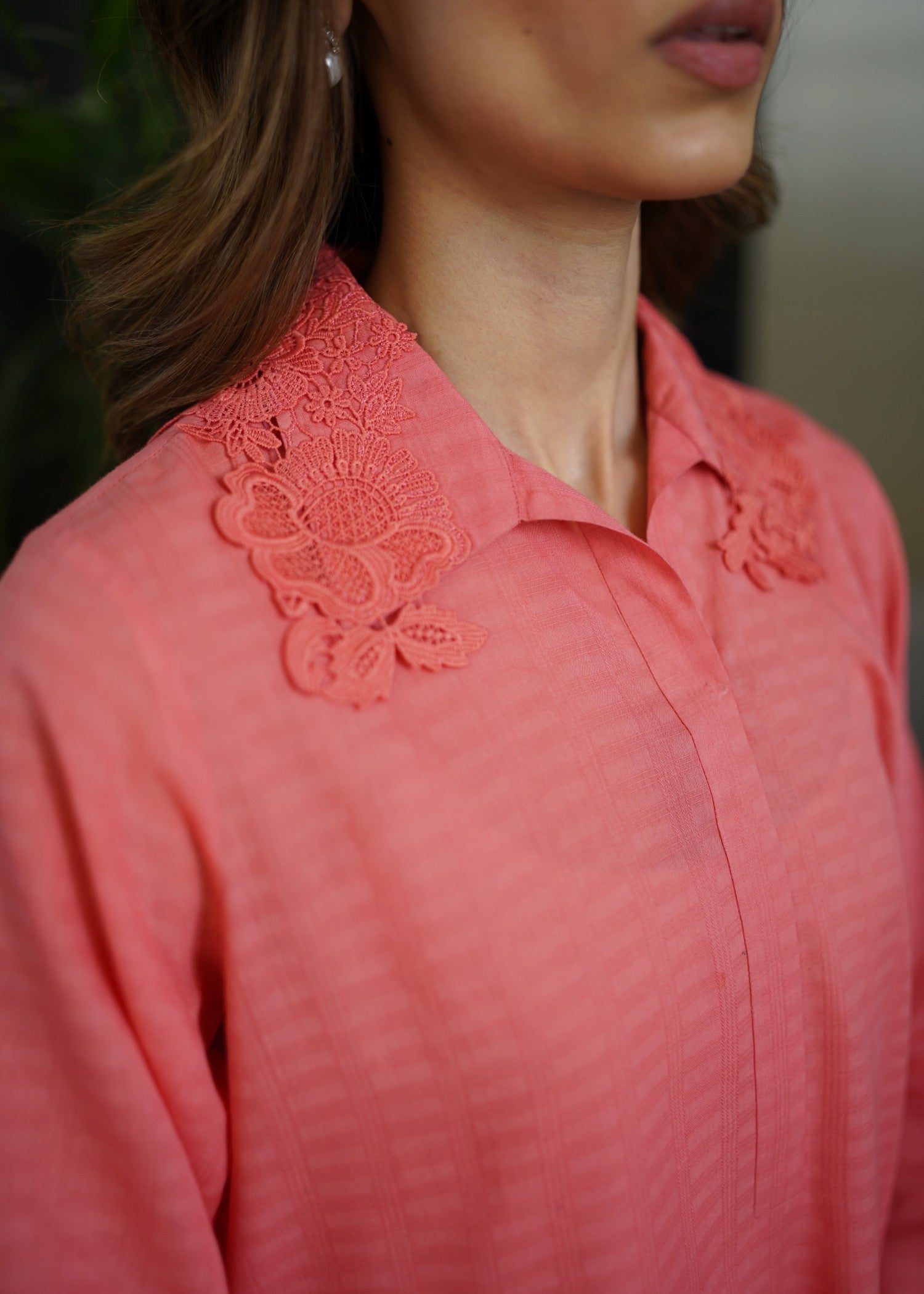 dobby Co Ord Sets in Coral pink