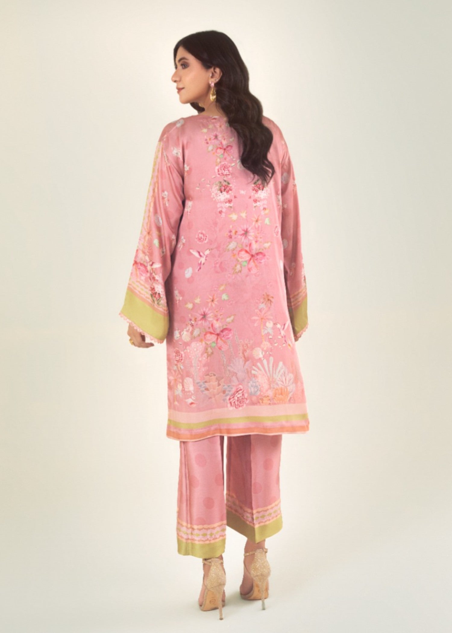 silk Kurta Set in Salmon pink