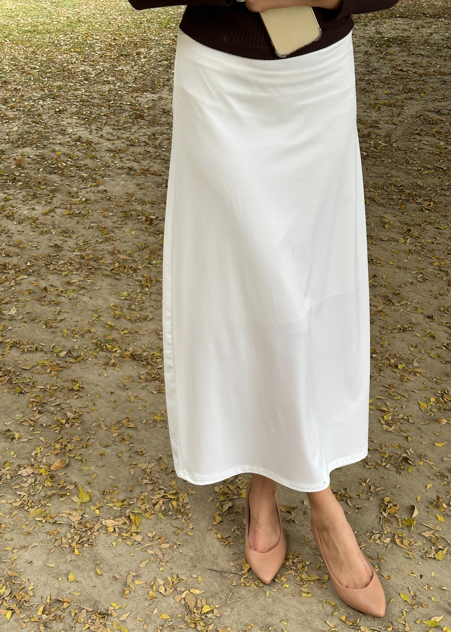 interlock knit Skirt in Off-white