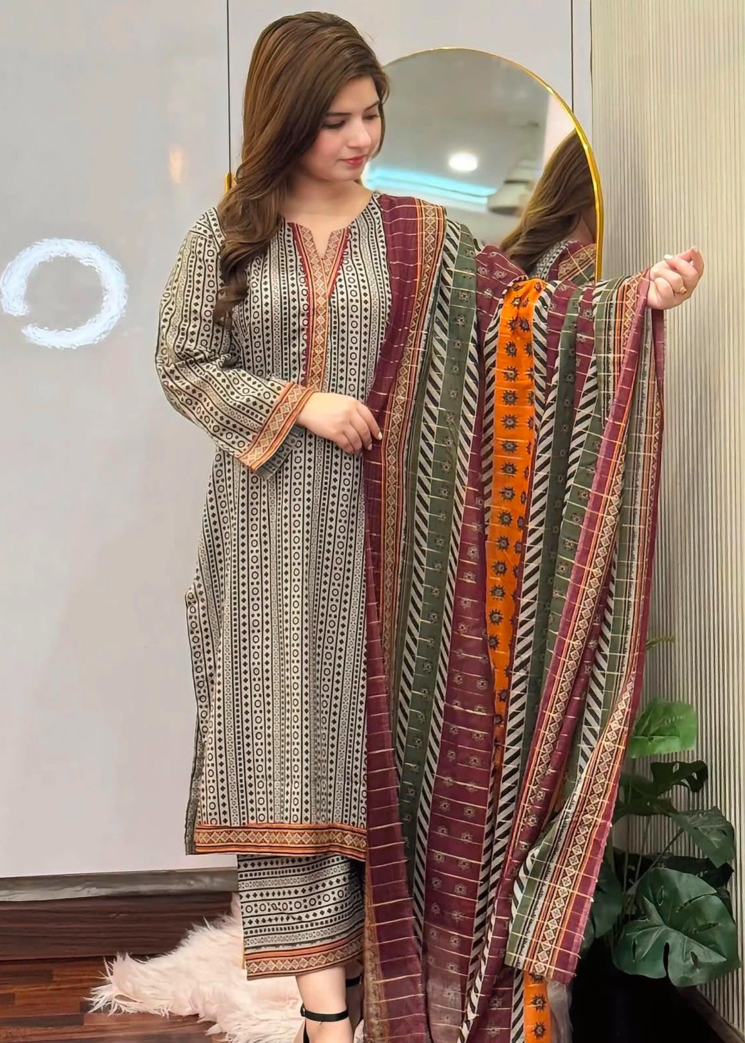 poly grip Kurta Set in Stone grey