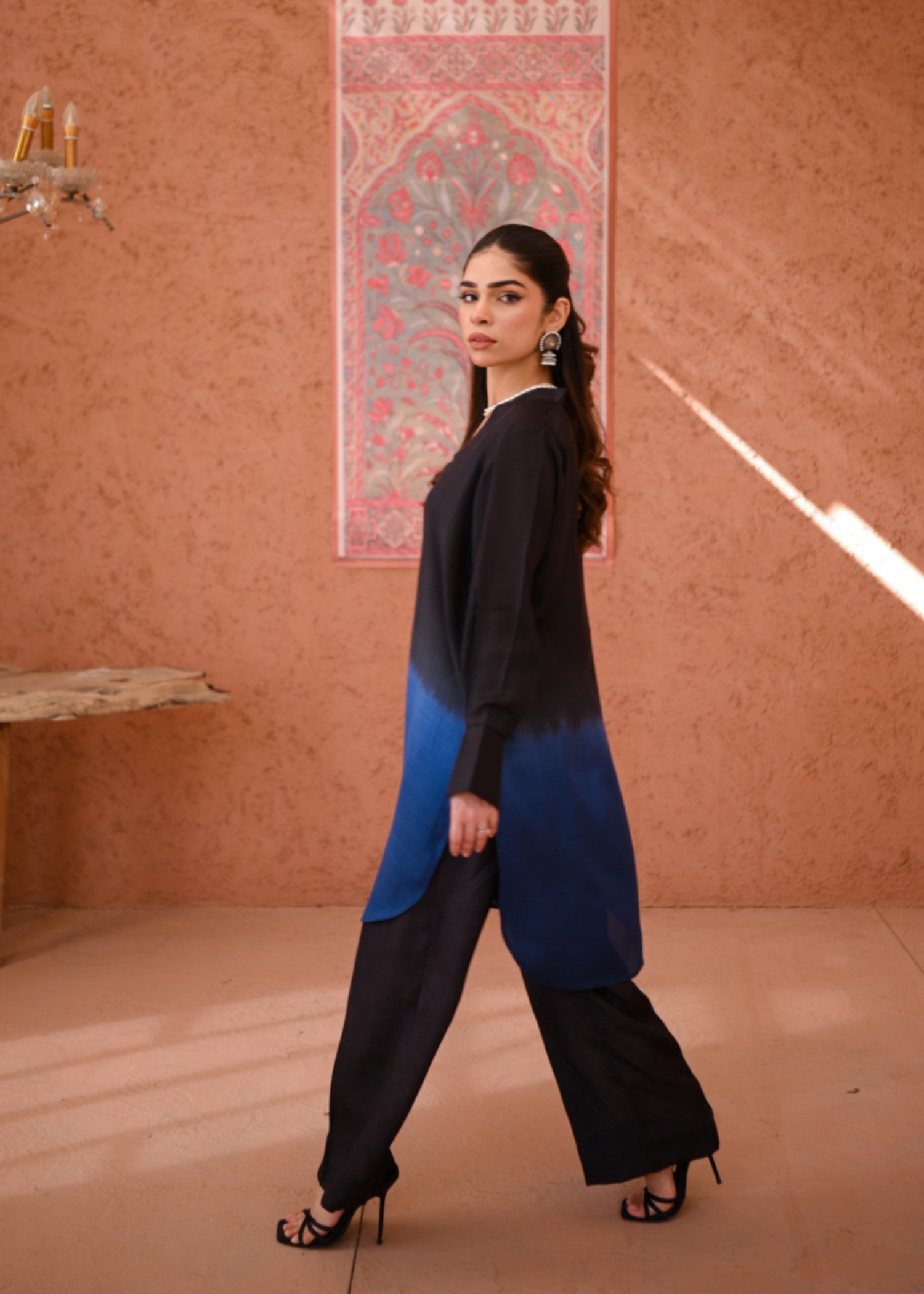 raw silk Co Ord Sets in Black