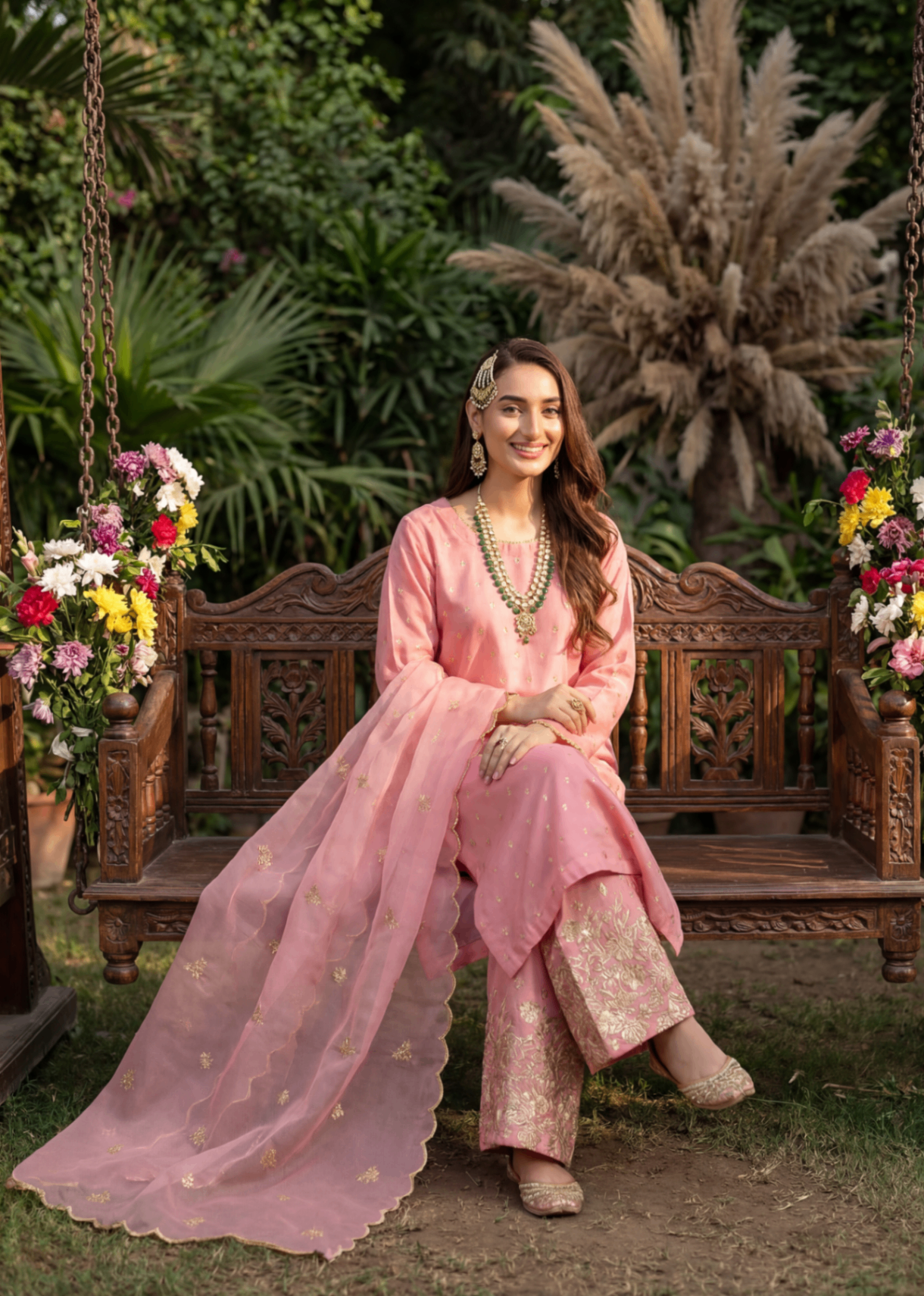 kattan silk Kurta Set in Tea rose pink