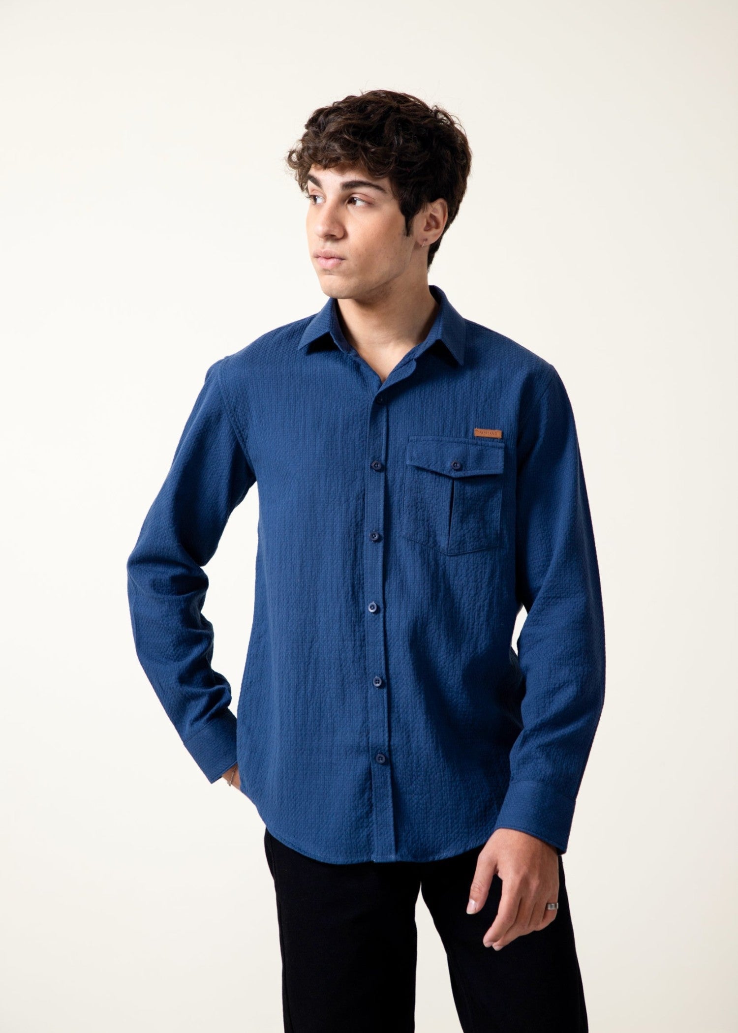 dobby Casual Shirt in Royal blue