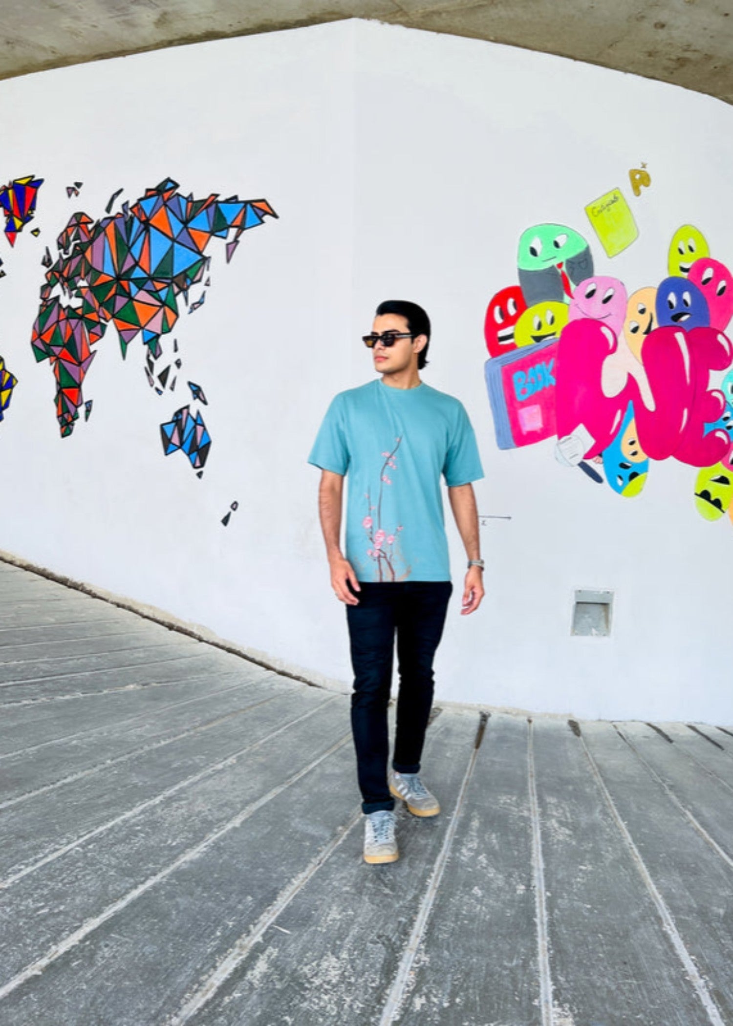 polycotton T Shirt in Frost blue
