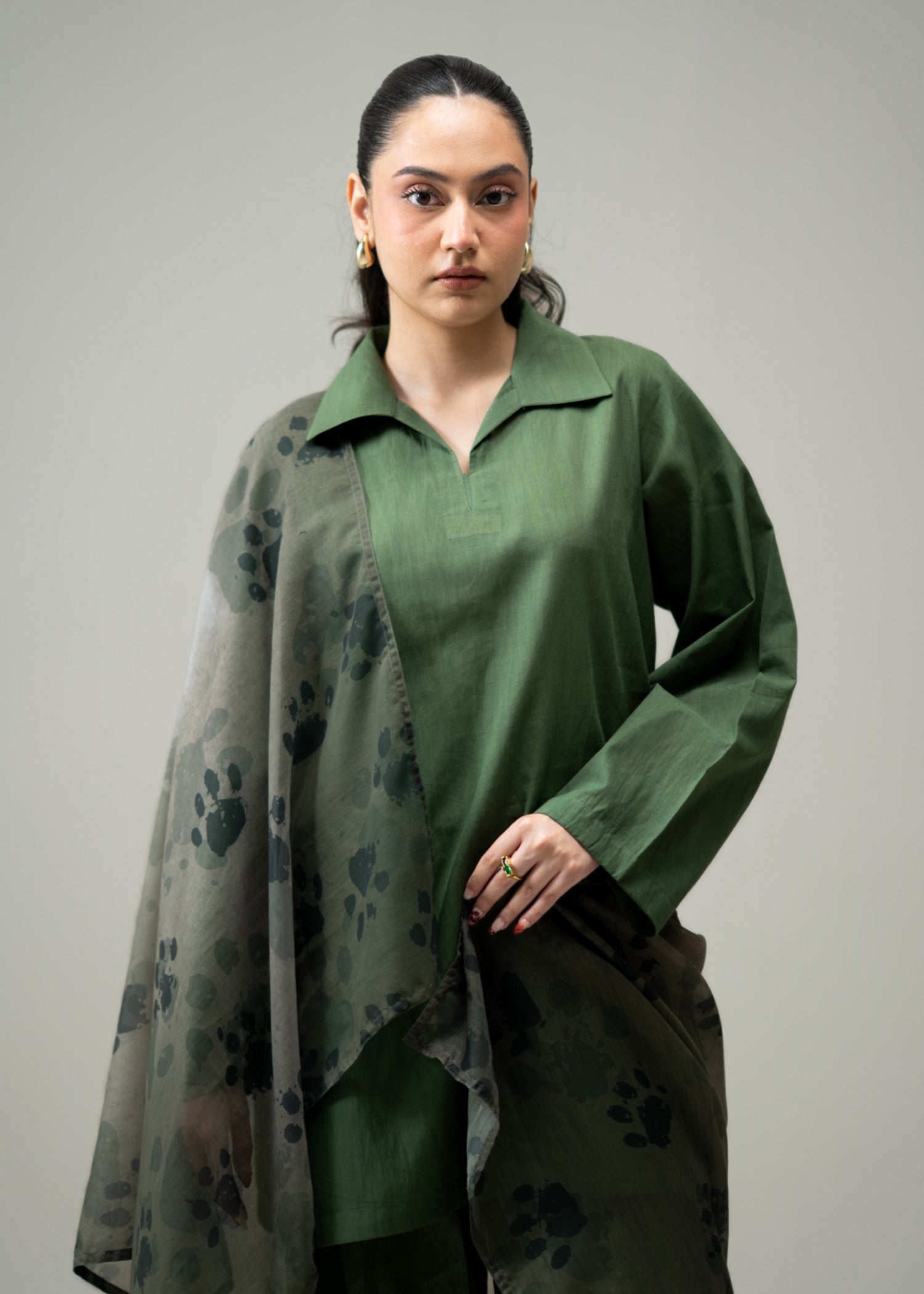 pure cotton Co Ord Sets in Bottle green