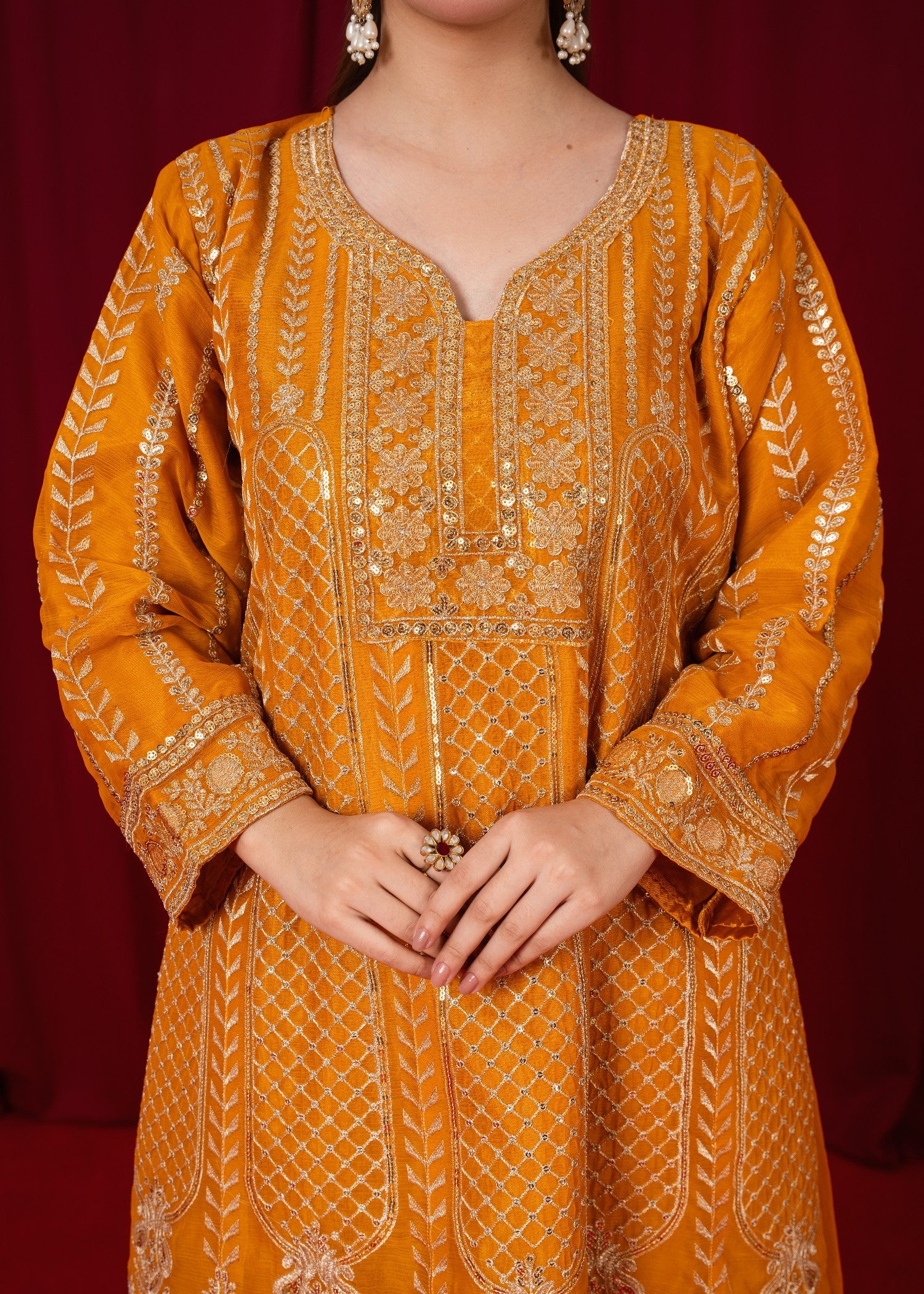chiffon Gharara in Orange
