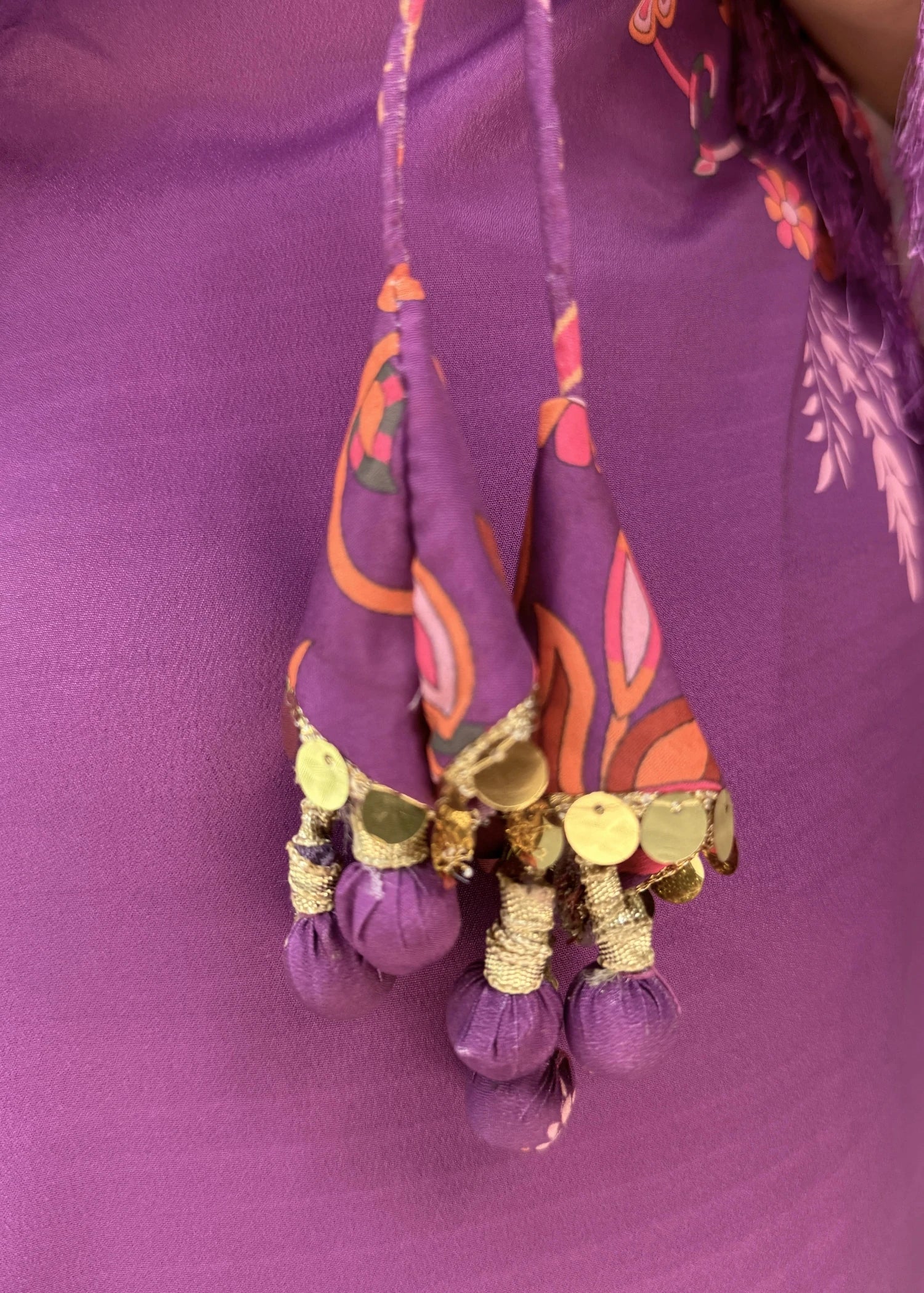 silk crepe Kaftan in Violet