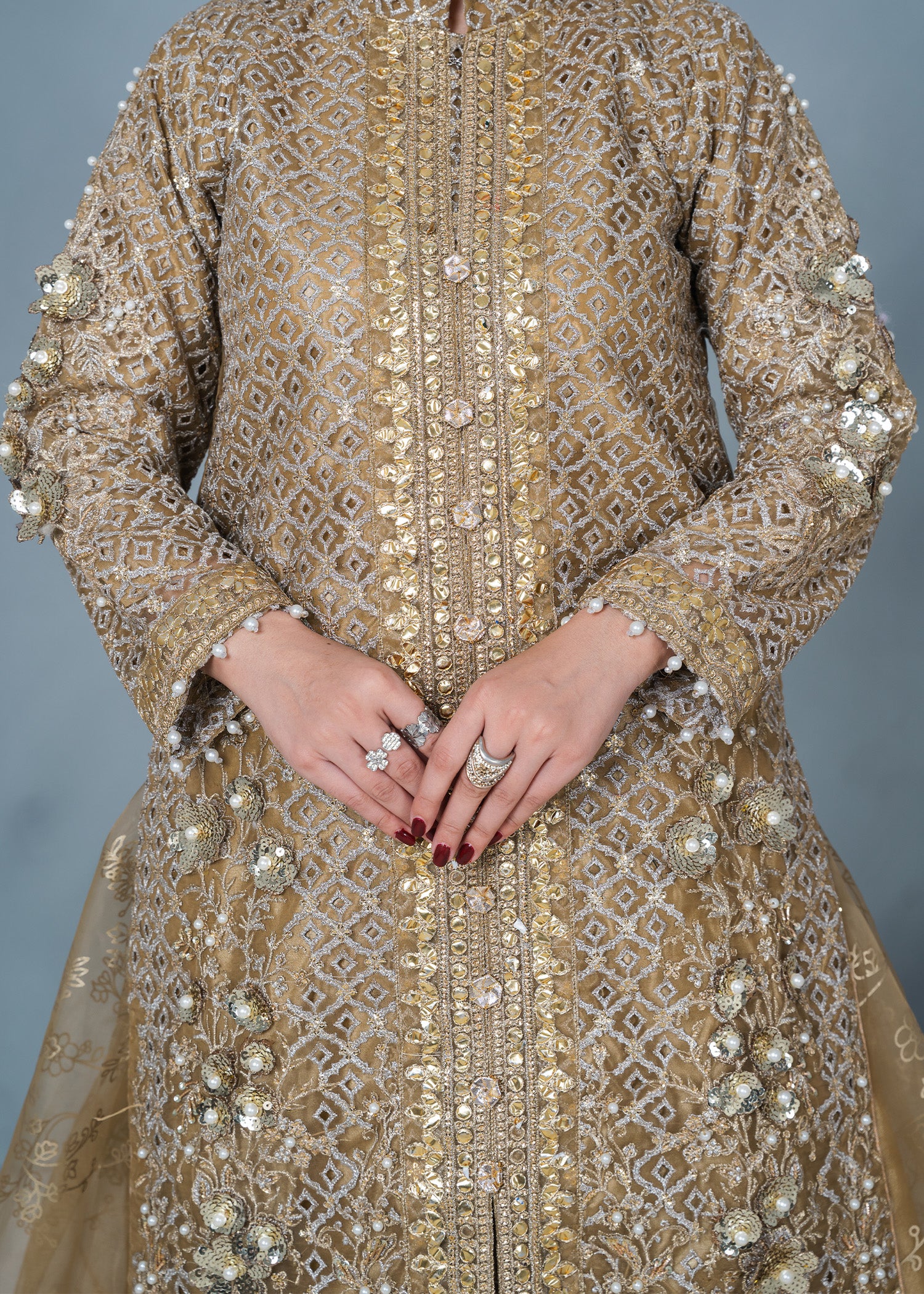 organza Sharara in Tan brown