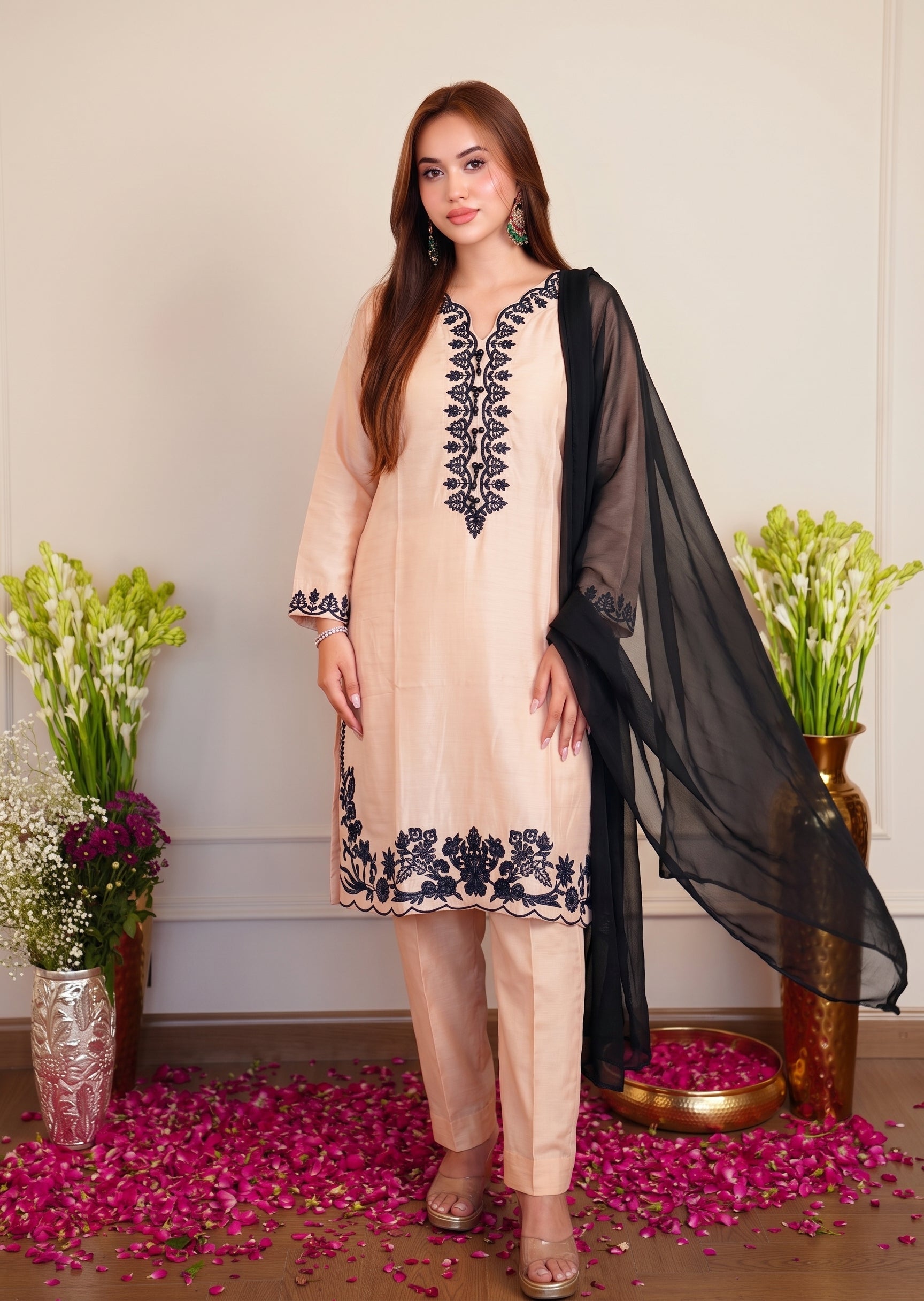 viscose Kurta Set in Peach pink