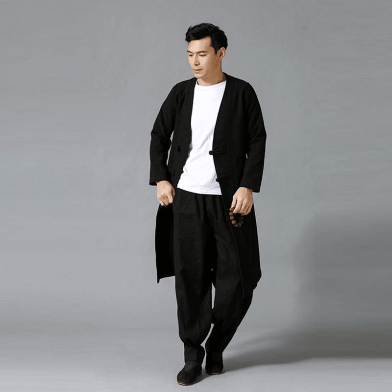 Large Size Men'S Jacket with Chinese Disc Button