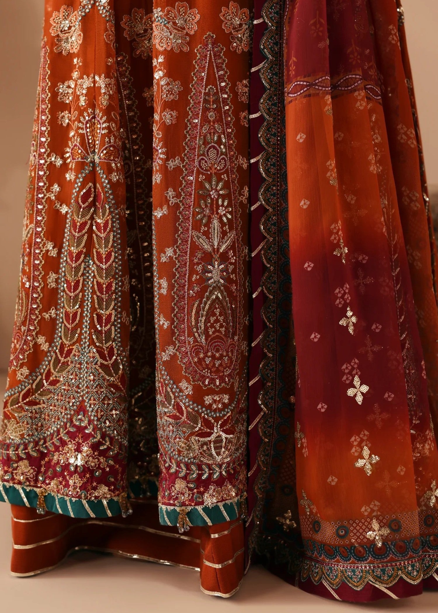 raw silk Maxi in Multi