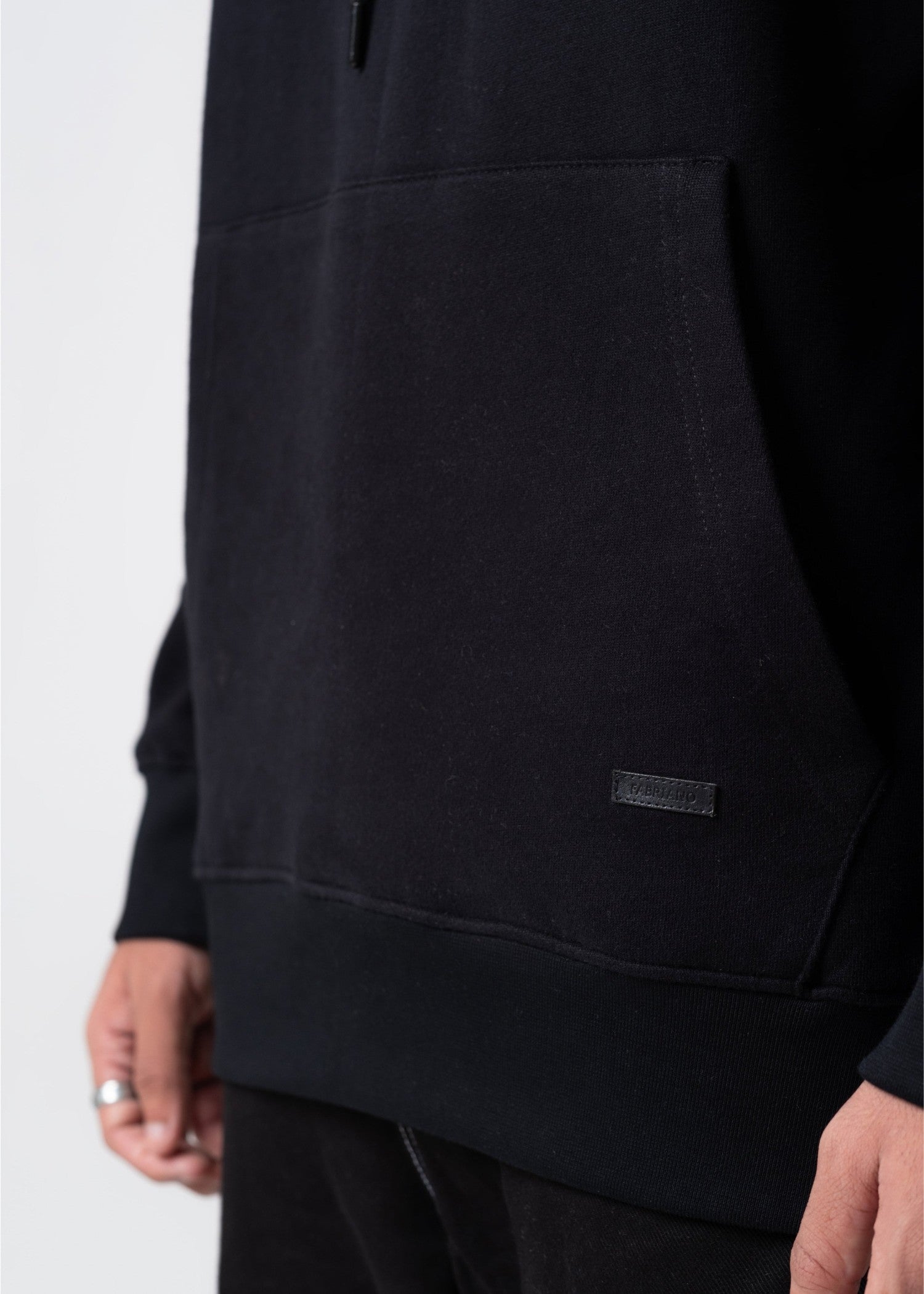 fleece Hoodie in Black by Fabriano