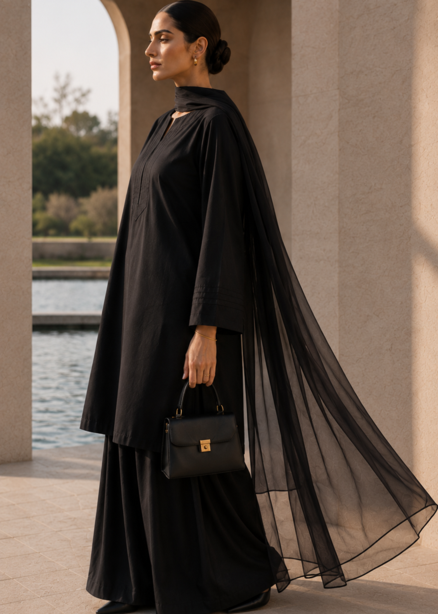 pure cotton Kurta Set in Black