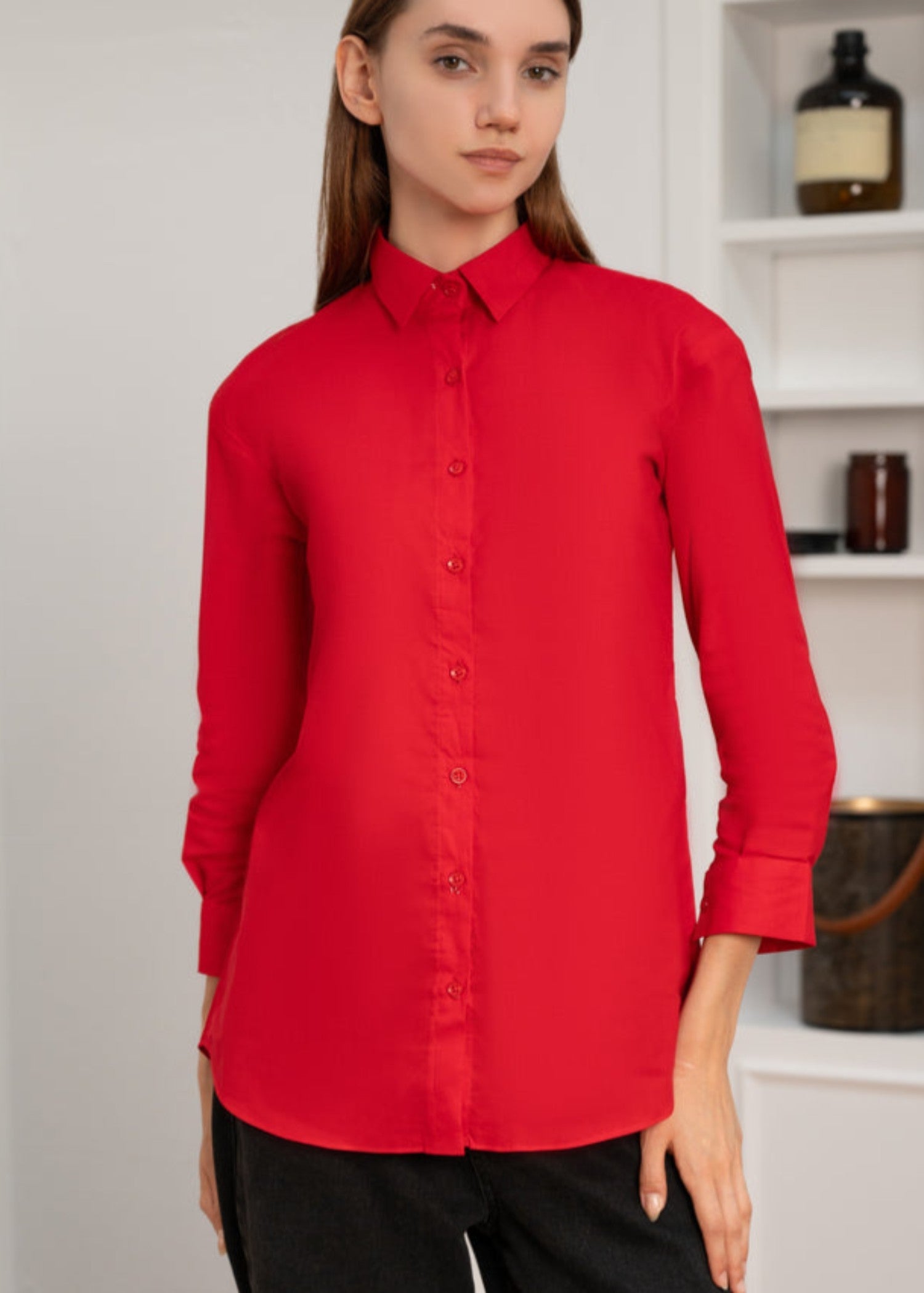 cotton Formal Shirt in Red