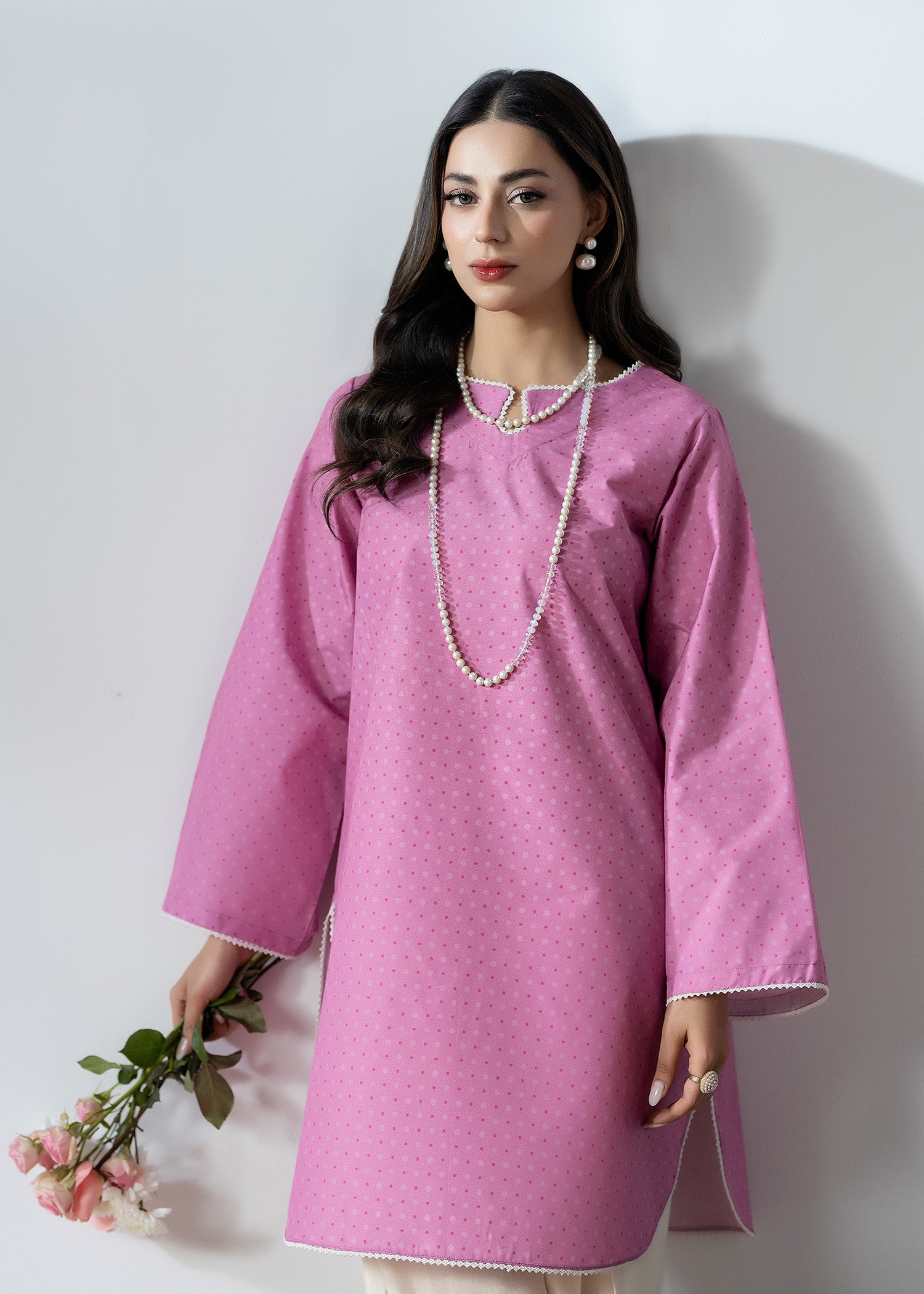 silk grip Kurta Set in Pink