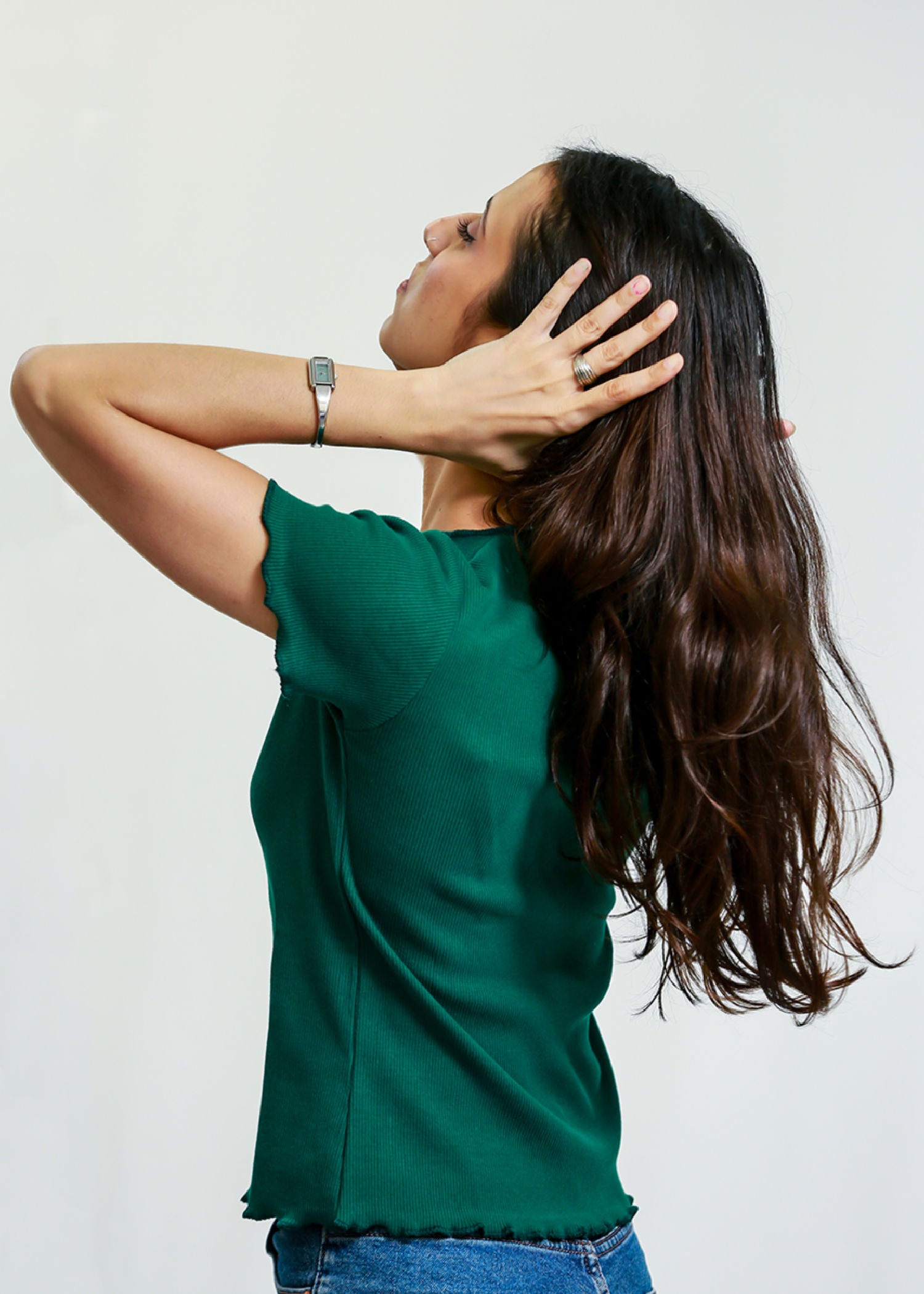 cotton Blouse in Dark green