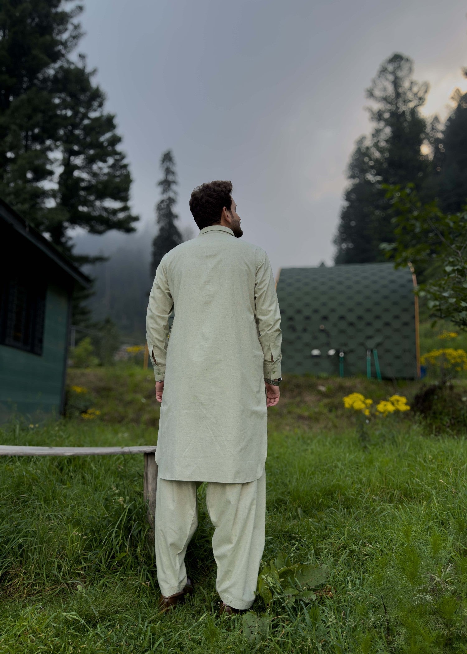 blended karandi Shalwar Kameez in Mint green