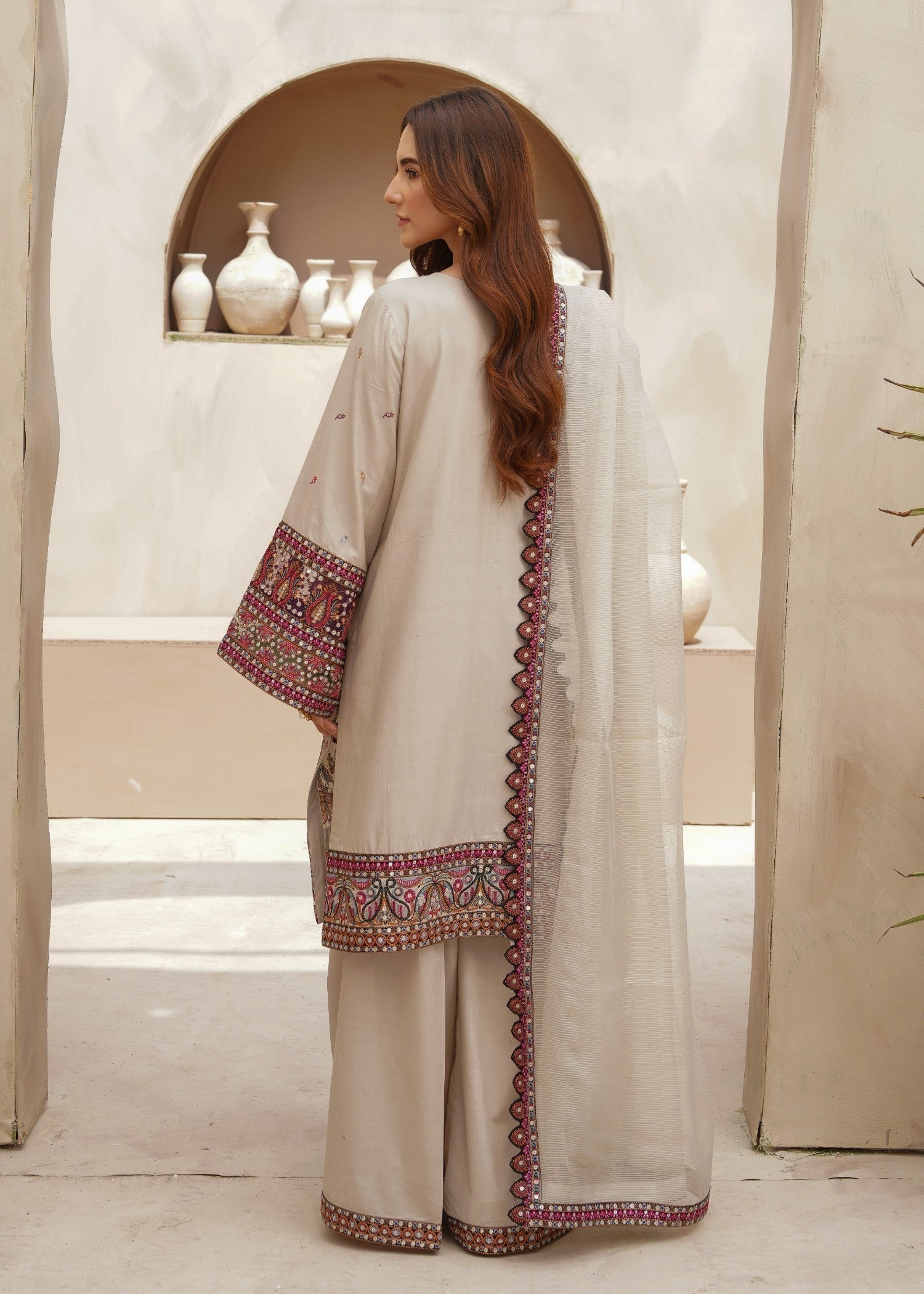cotton Kurta Set in Beige