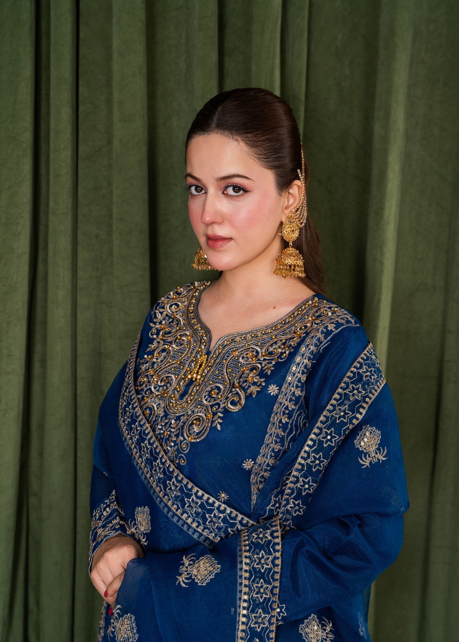 organza Kurta Set in Blue