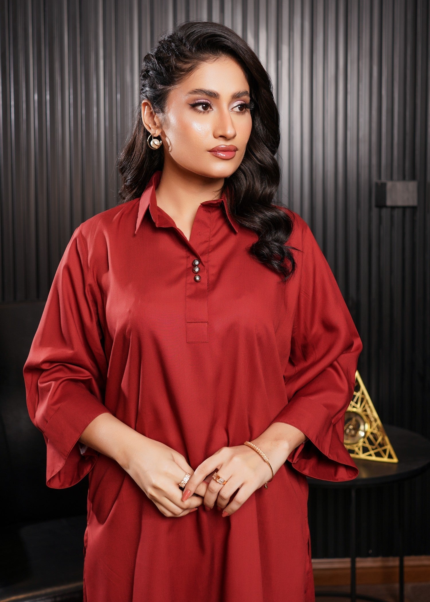 linen Co Ord Sets in Maroon