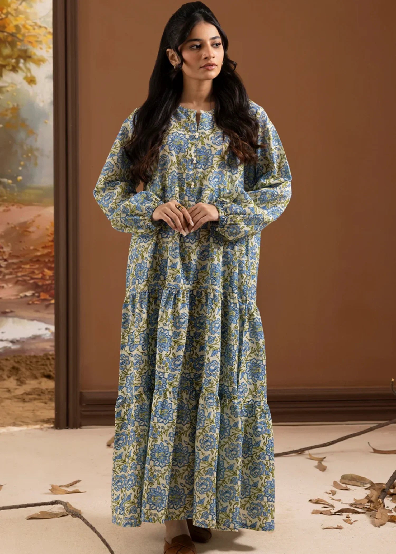 khaddar Maxi in Multi