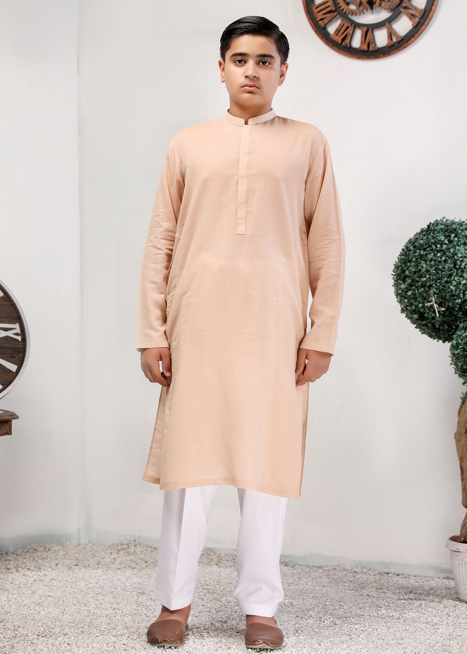 lawn karandi Kurta in Peach pink