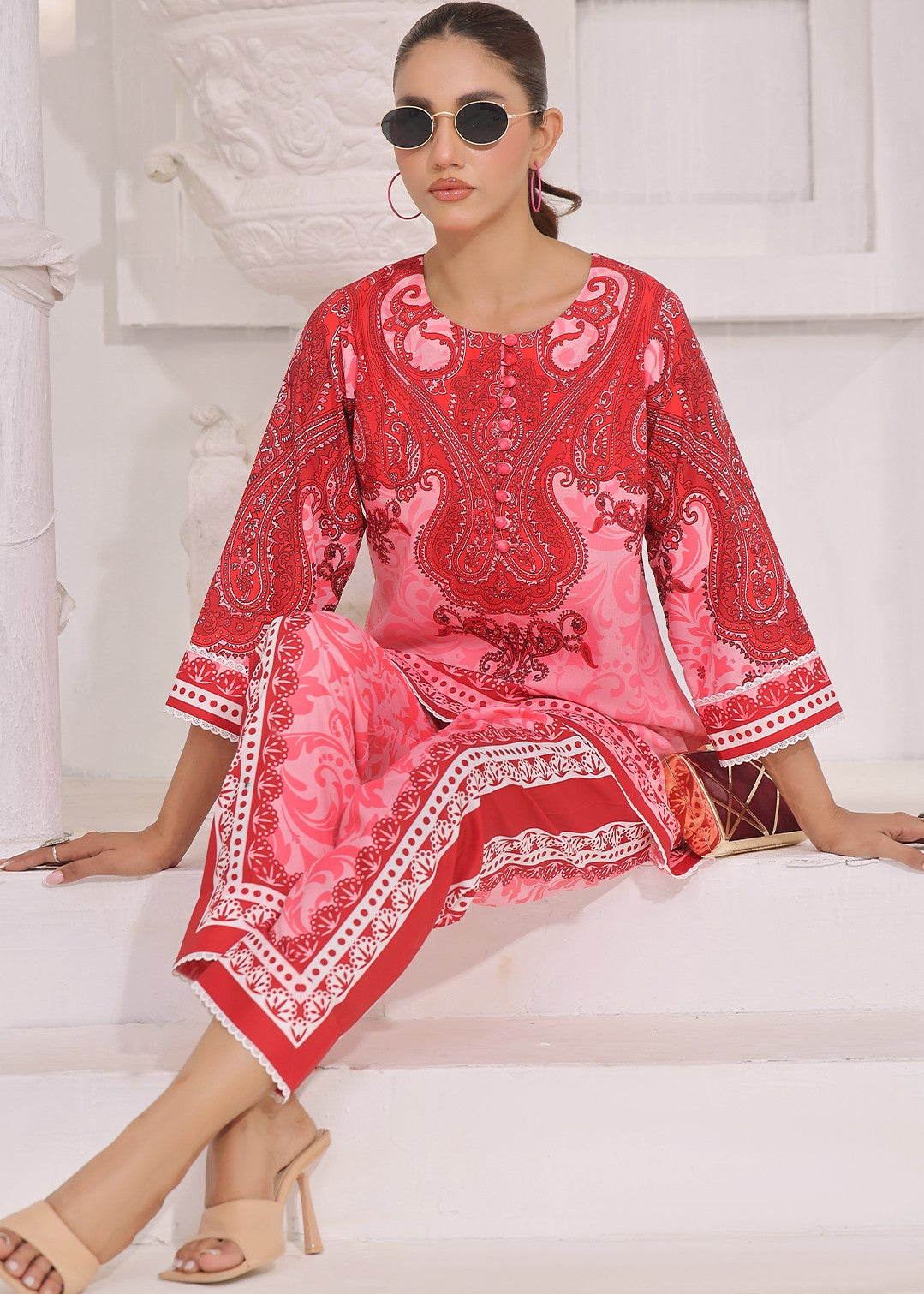 cotton silk Co Ord Sets in Pink